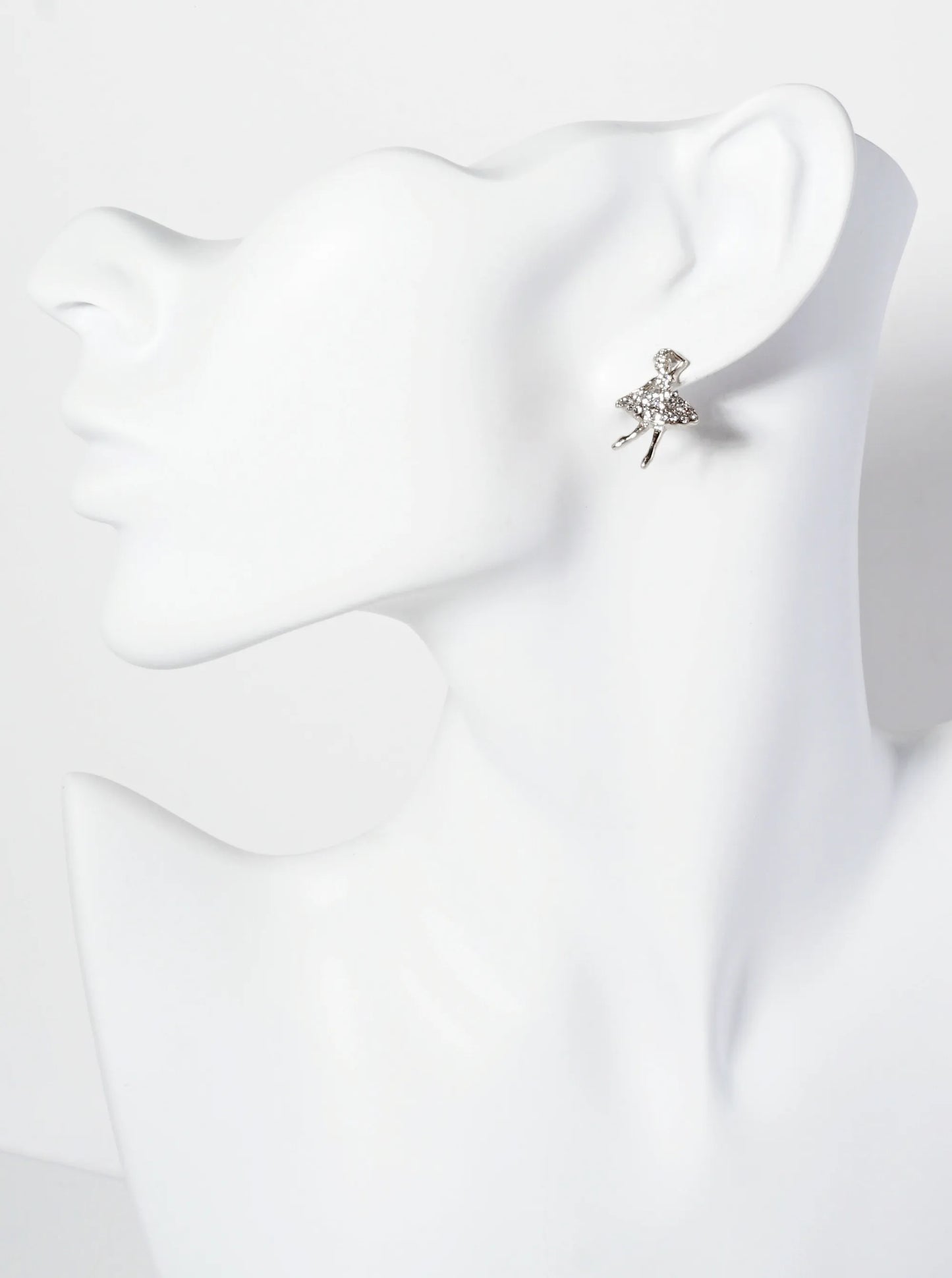 Crystal-Pave Symmetrical Ballerina Stud Earrings