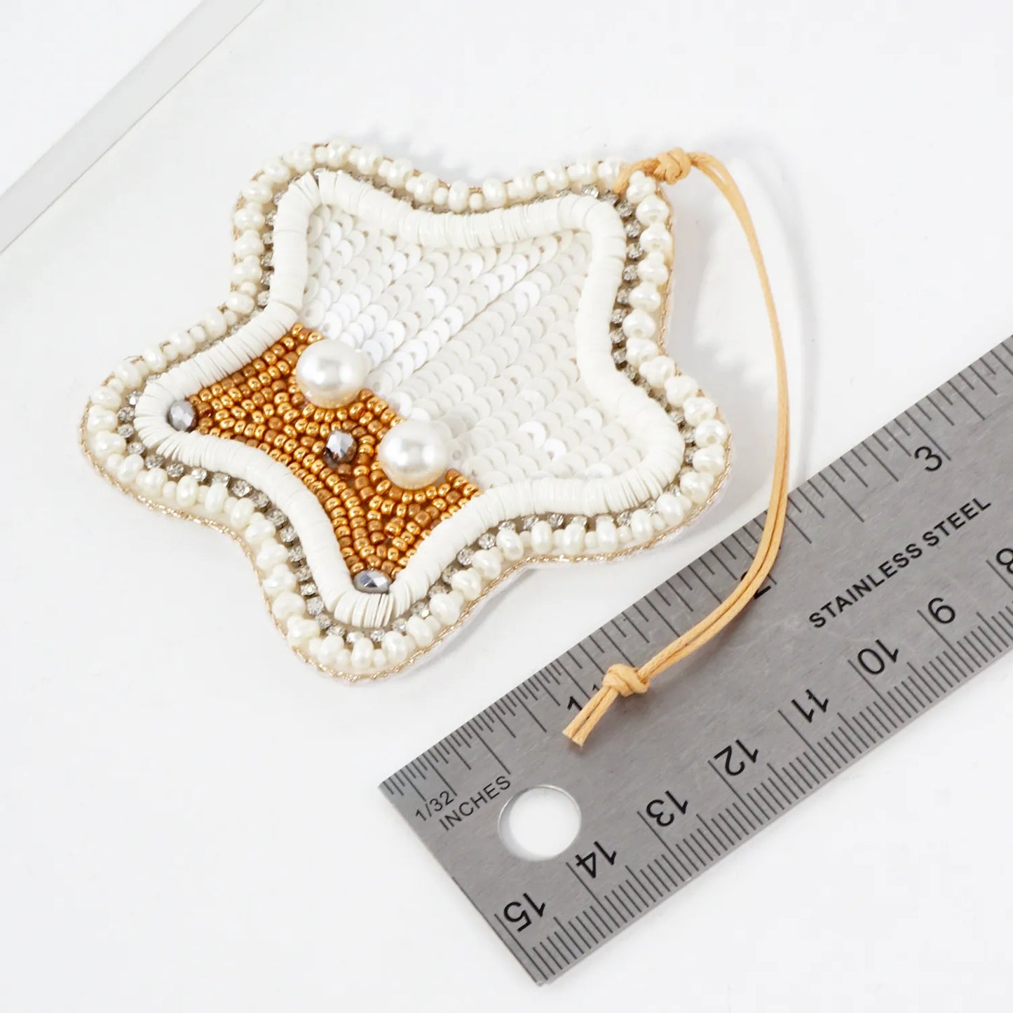 Crystal Pearl Seed-Beaded Starfish Ornament