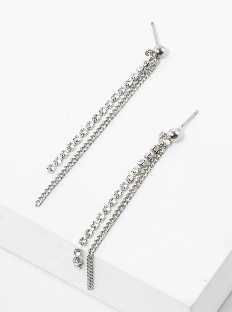 Crystal Chain Delicate Drop Dangle Earrings