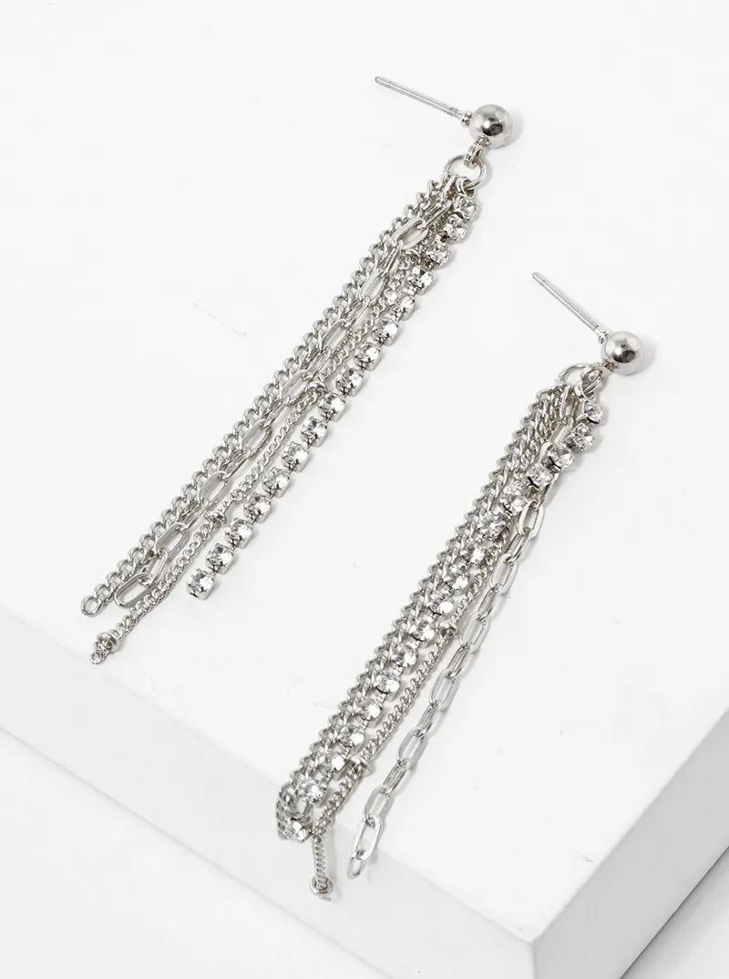 Crystal Multi Chain Drop Dangle Earrings