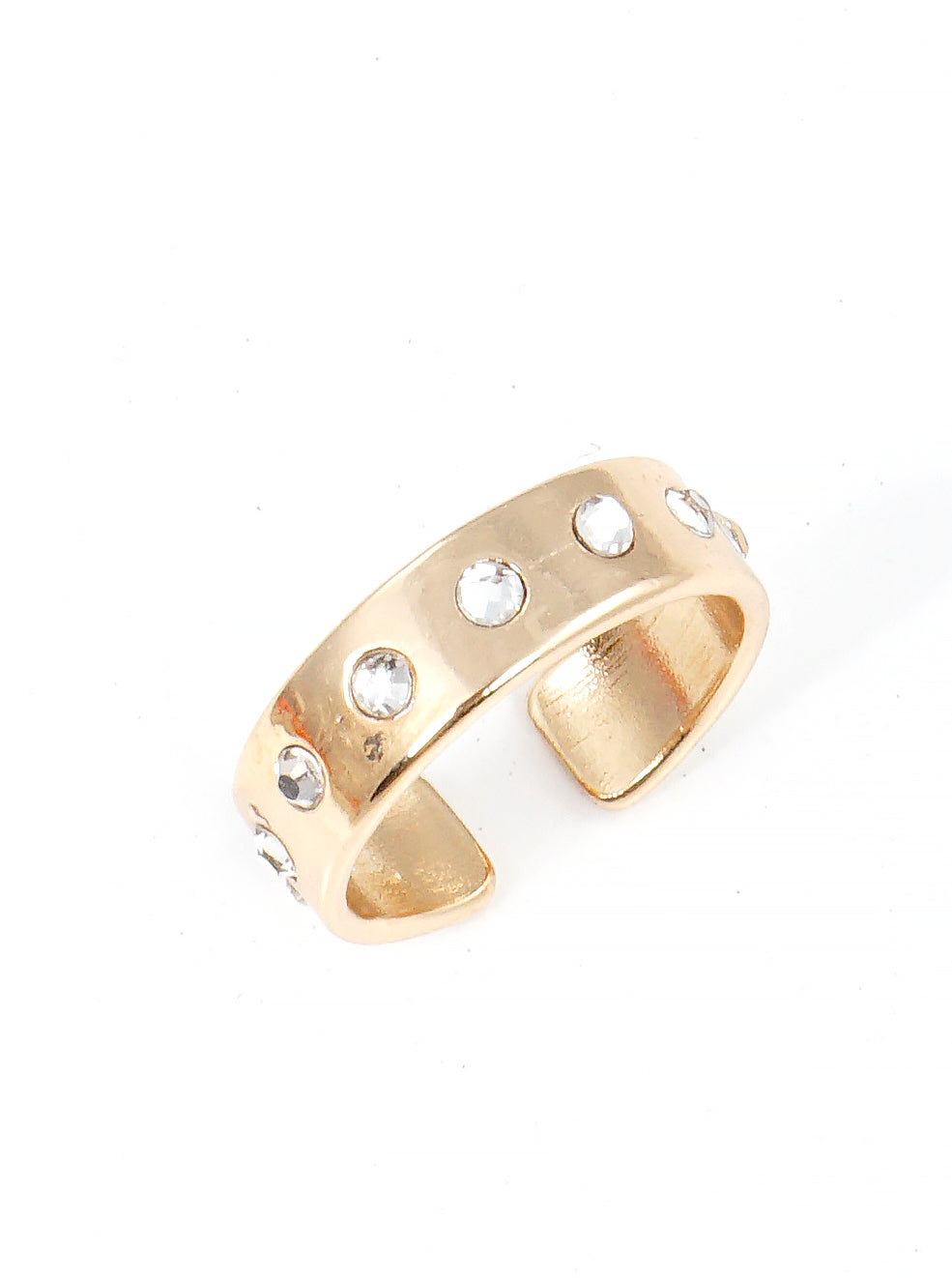 Crystal Pave Bold Metal Adjustable Ring