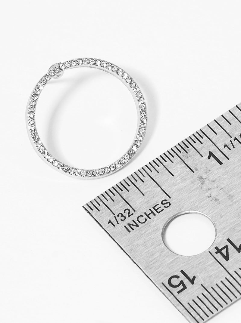Crystal Pave Circle Post Stud Earrings
