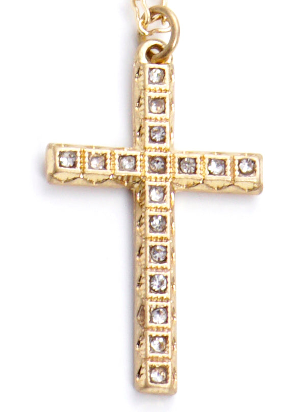 Crystal Pave Cross Pendant Gothic Necklace