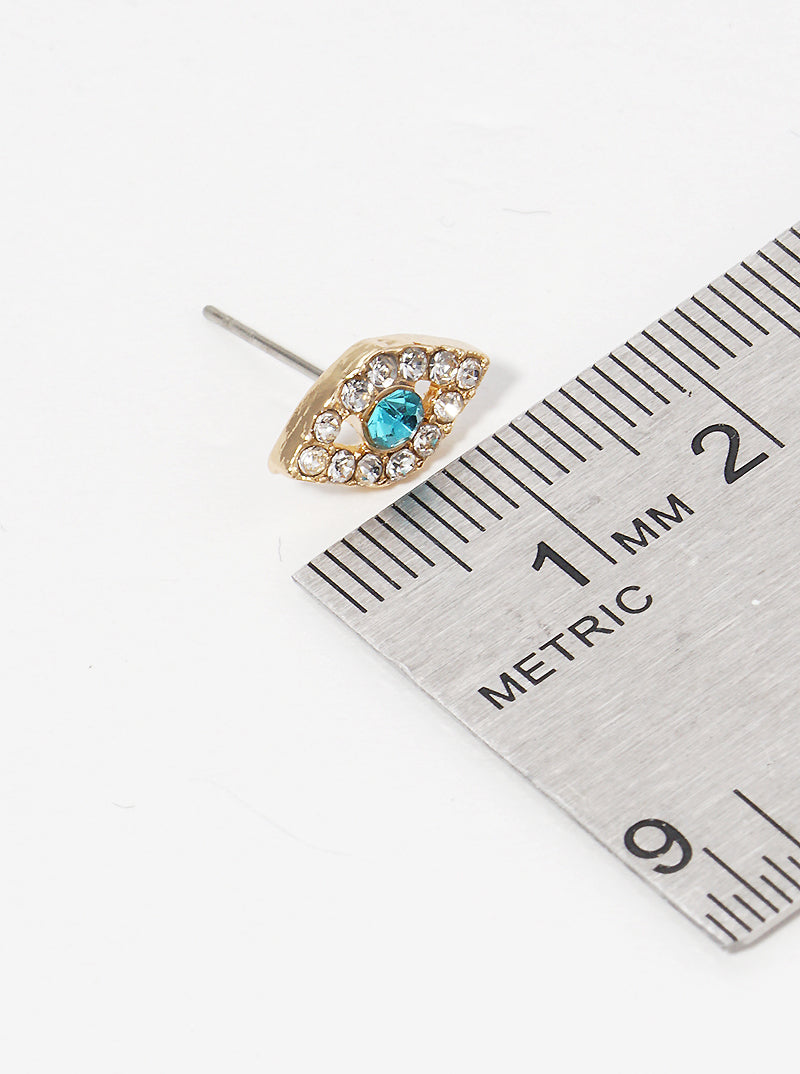 Crystal Pave Evil Eye Spiritual Themed Post Stud Earrings