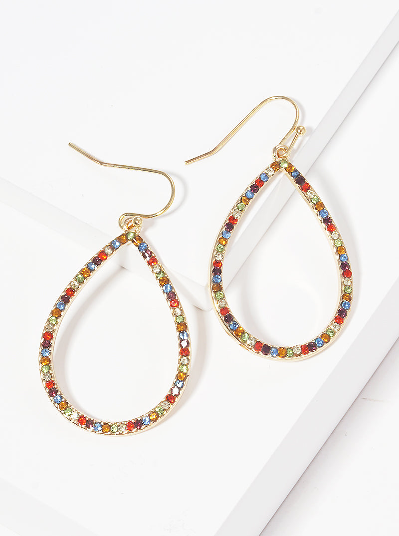 Crystal Pave Open Teardrop Earrings