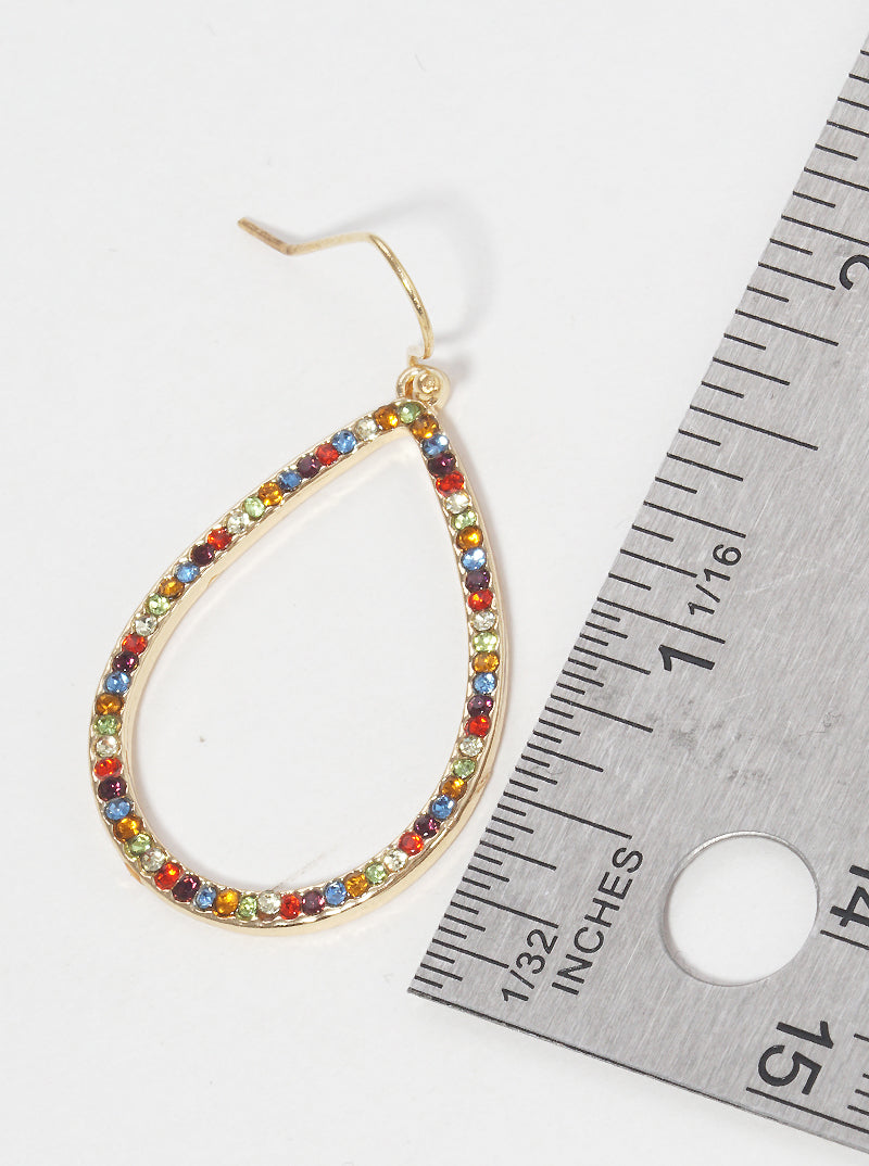 Crystal Pave Open Teardrop Earrings