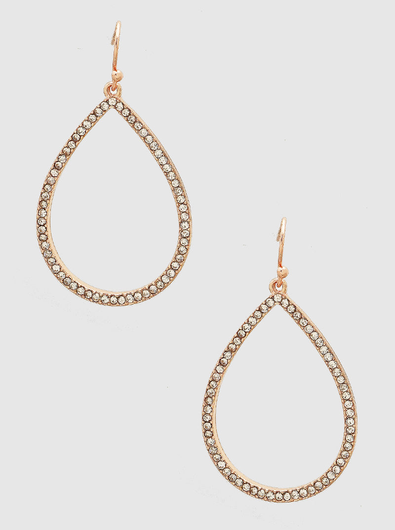 Crystal Pave Open Teardrop Earrings