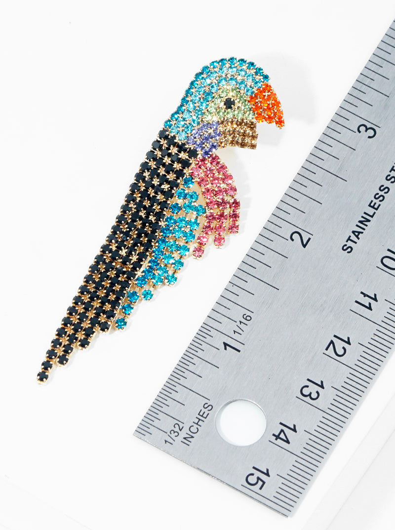 Crystal Pave Parrot Shape Fun Post Drop Earrings