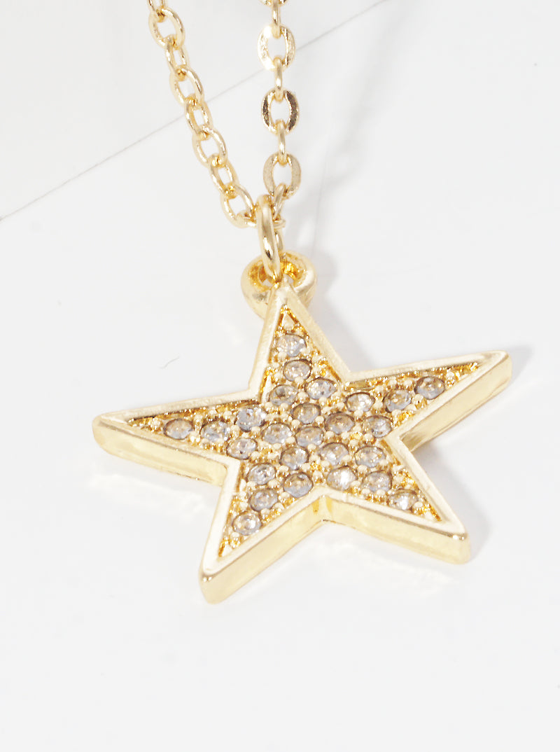 Crystal Pave Star Pendant Necklace