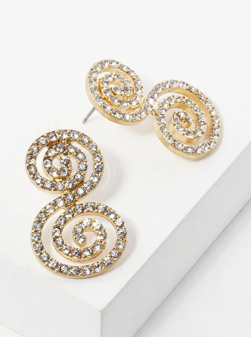 Crystal Pave Swirl Post Drop Earrings