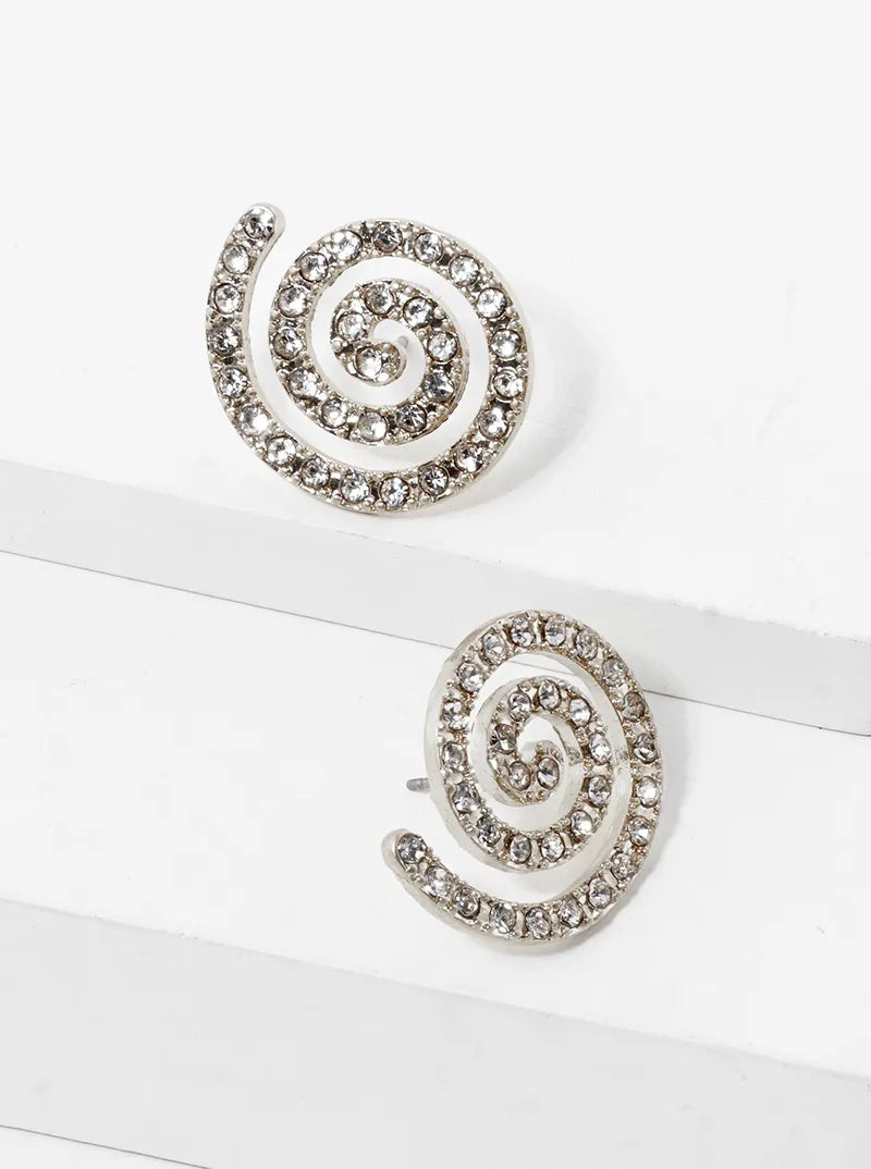 Crystal Pave Swirl Post Stud Earrings