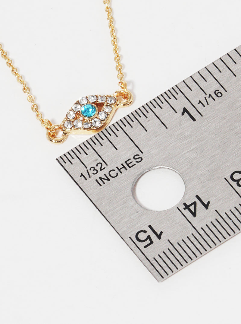 Crystal Stone Evil Eye Pendant Necklace