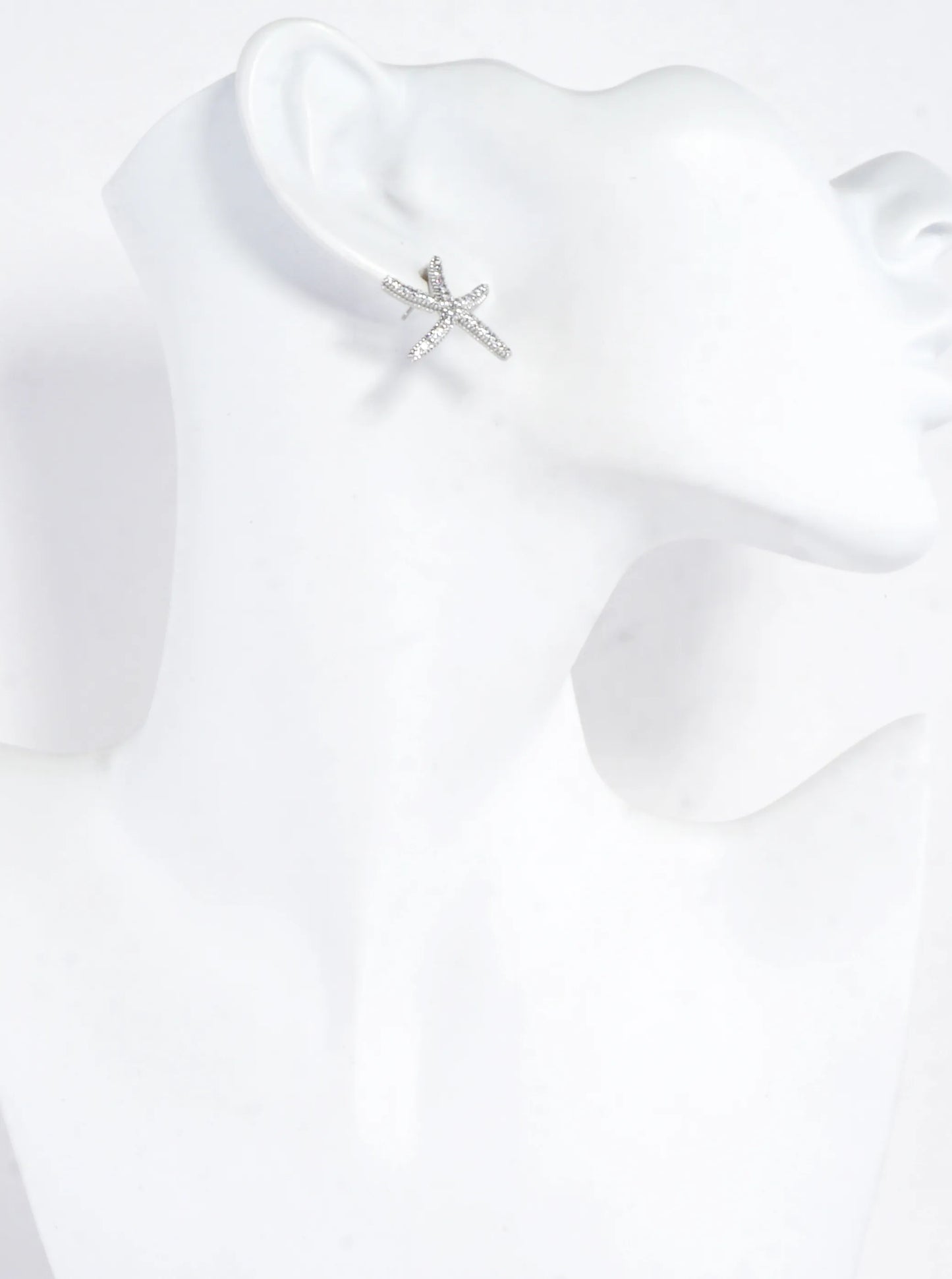 Cubic Zirconia Pave Brass Starfish Earrings