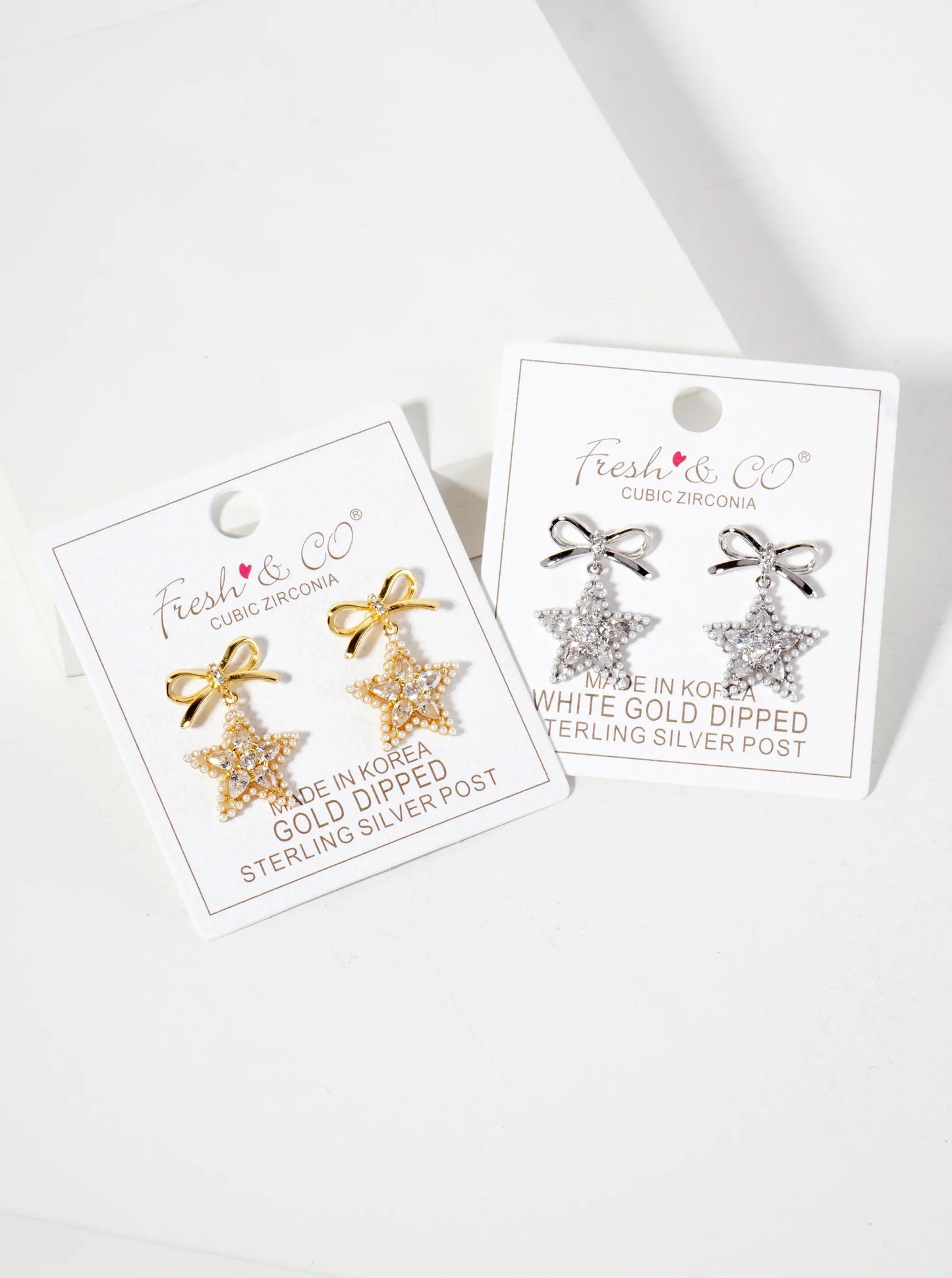 Cubic-Zirconia Pearl-Beaded Star Drop 18K-Gold-Dipped Bow Earrings