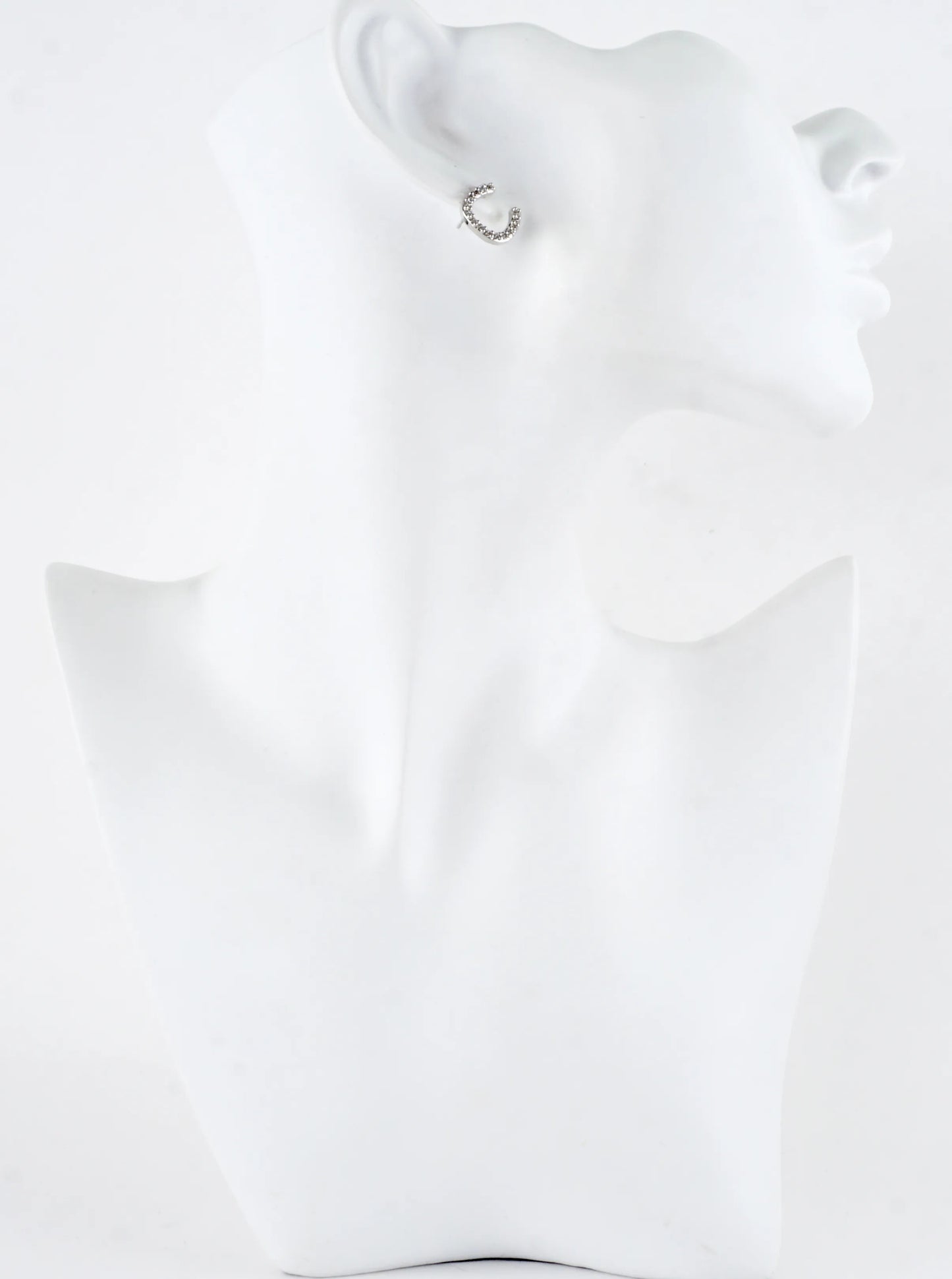 Cubic Zirconia Rodeo Horseshoe Pave Stud Earrings