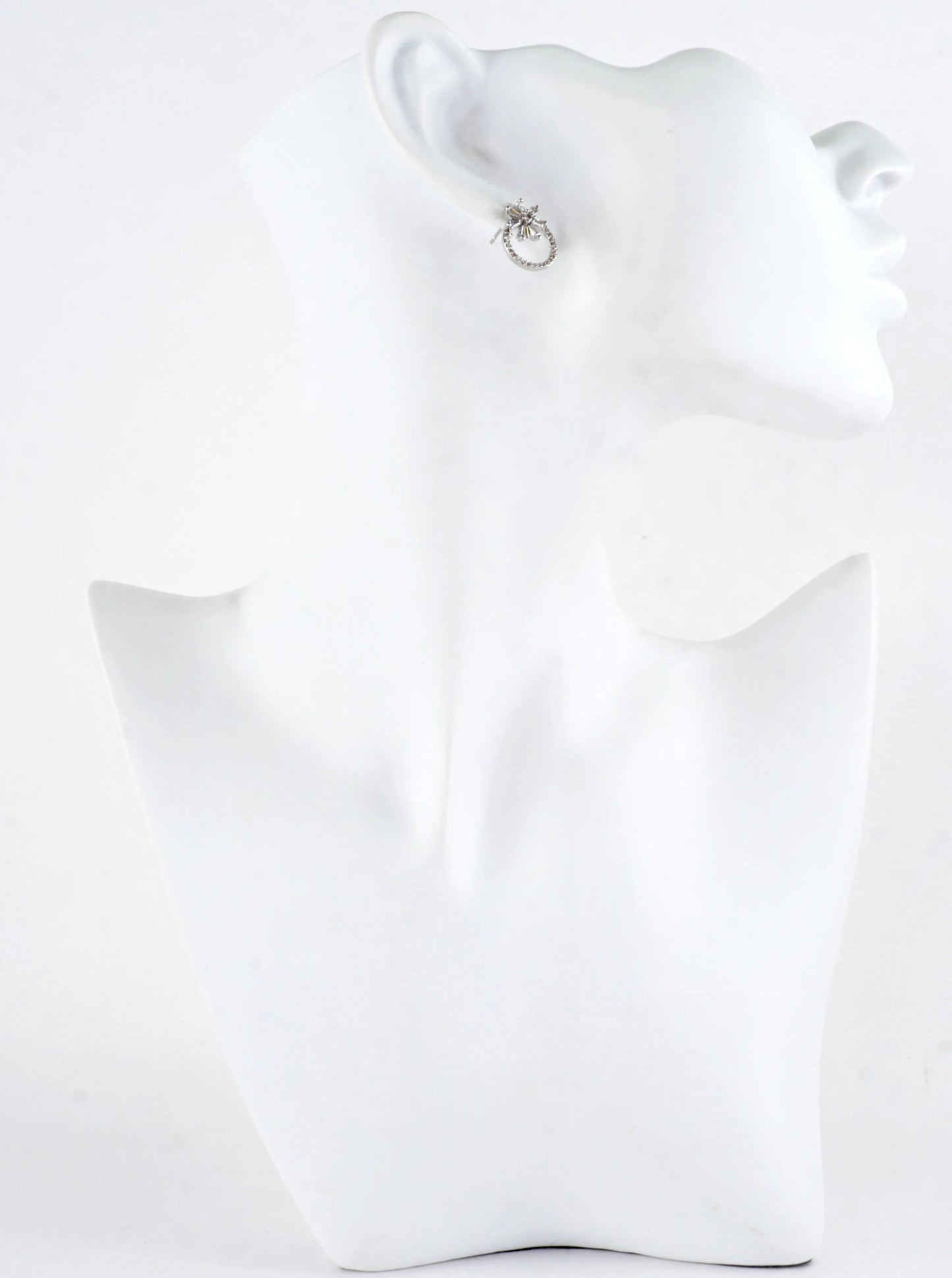 Cubic Zirconia Starburst Pave Circle Drop Earrings