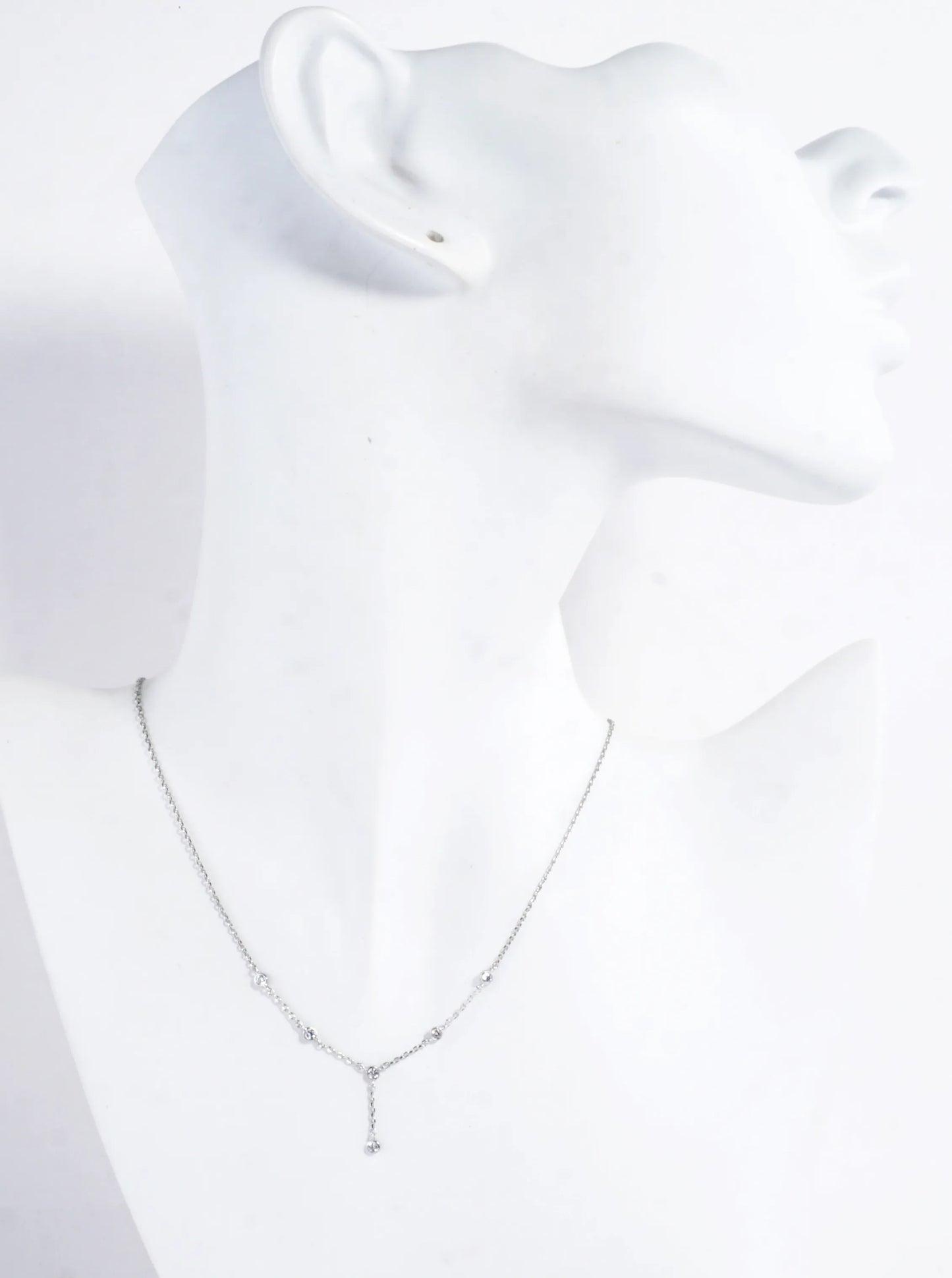 Cubic Zirconia Station Brass Chain Y Necklace