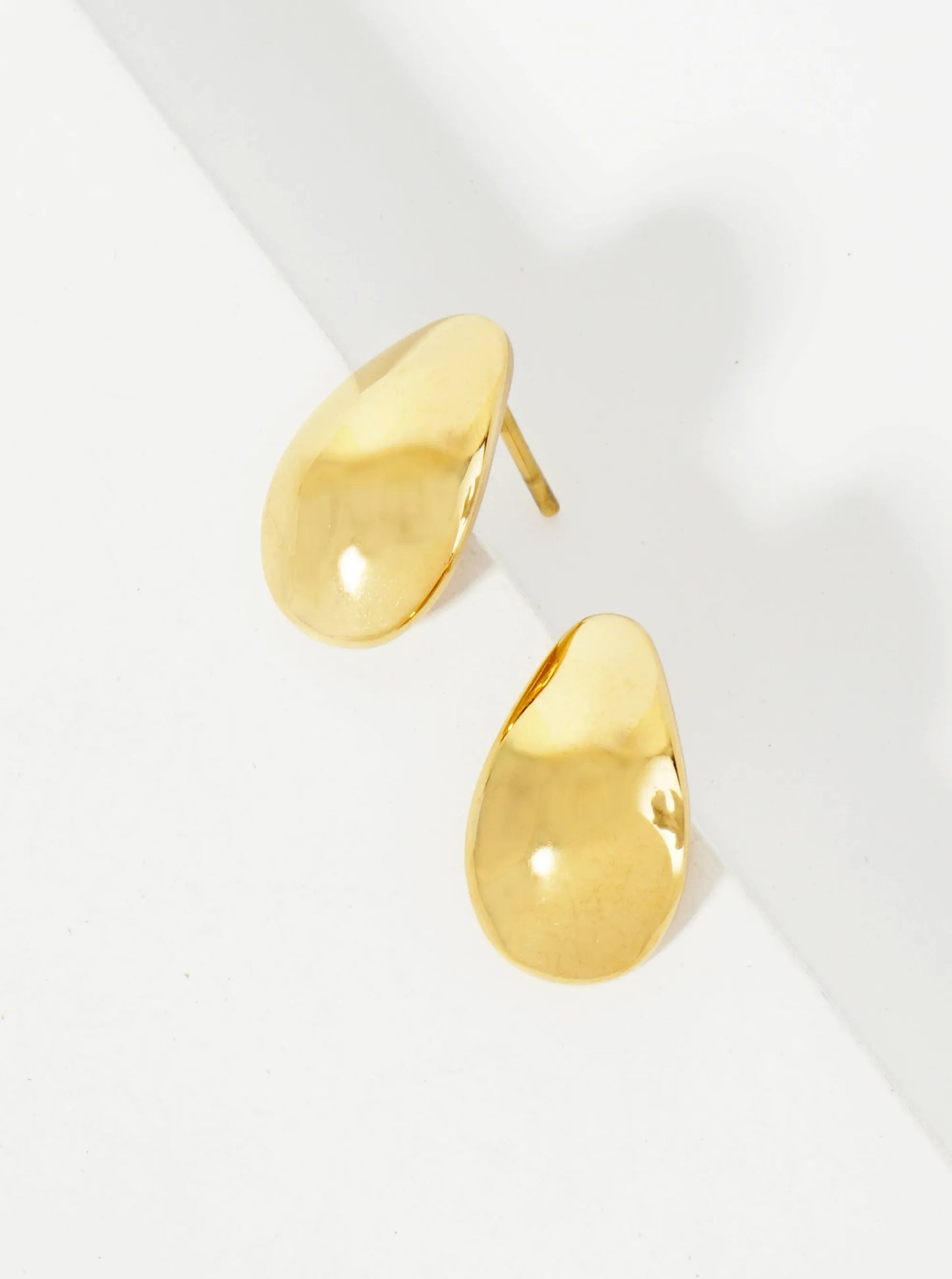 Curved Teardrop Hypoallergenic Stainless Steel Stud Earrings