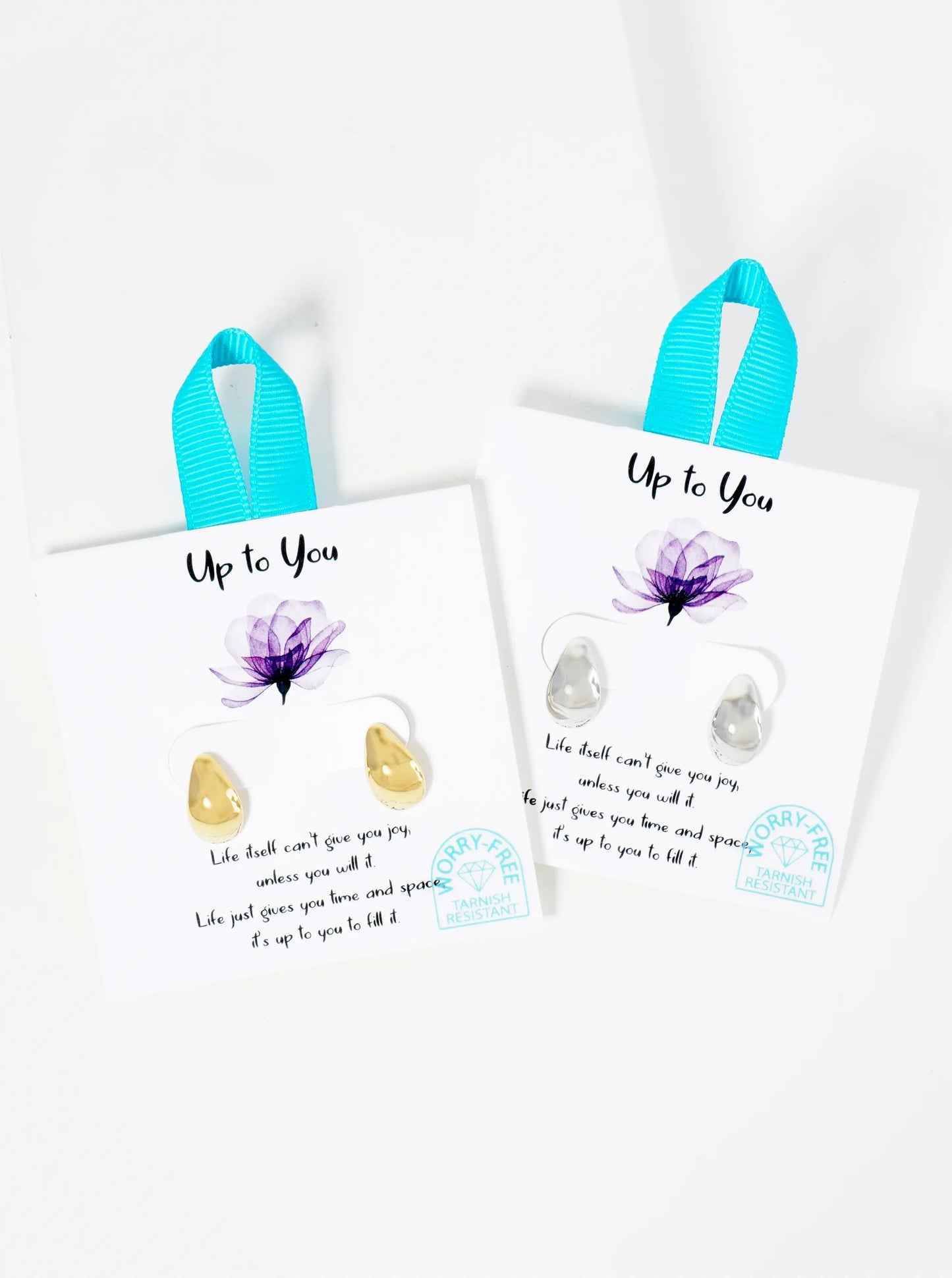 Curved Teardrop Hypoallergenic Stainless Steel Stud Earrings