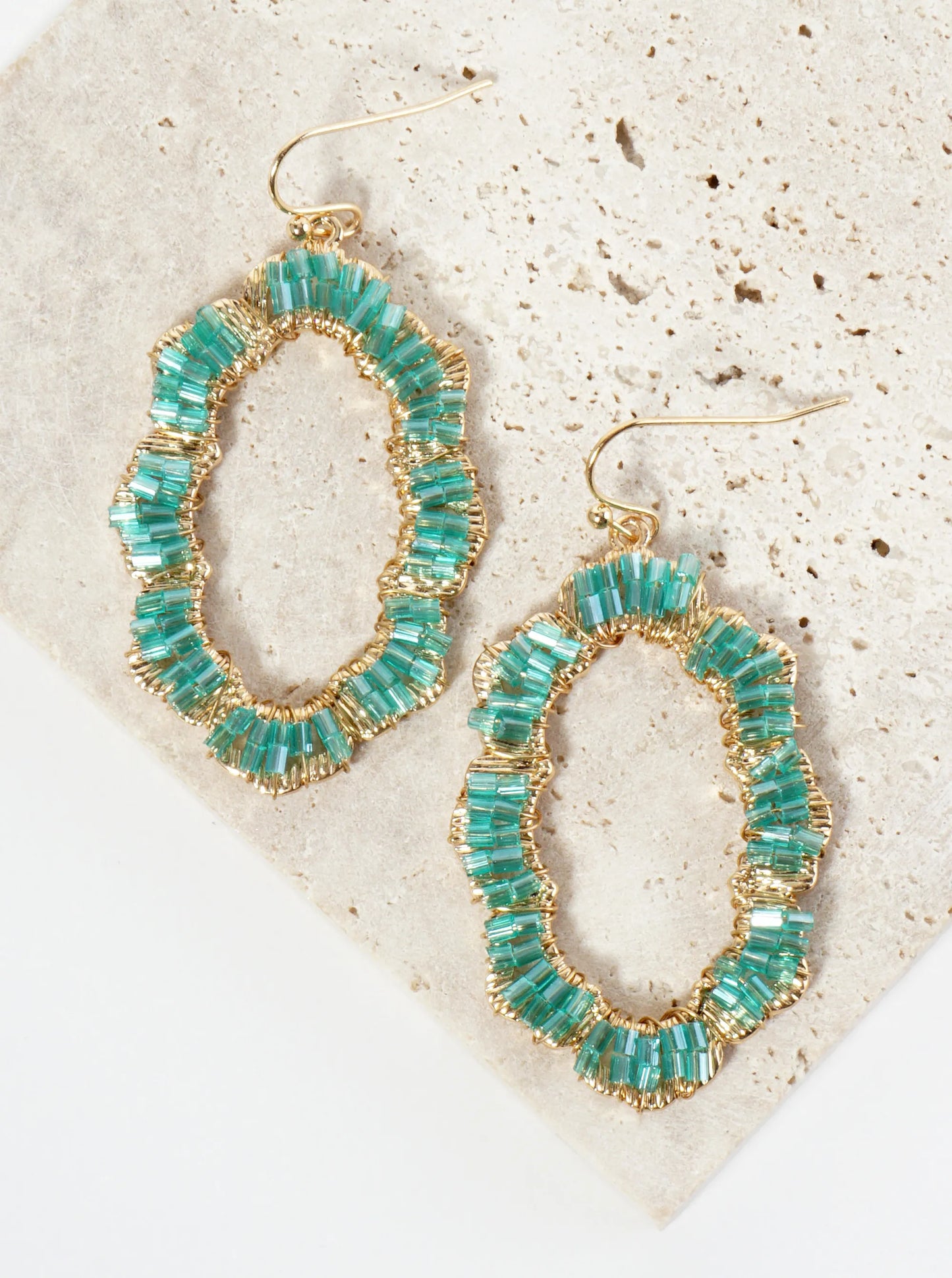 Cylinder Beaded Cloud Shaped Dangle Earrings