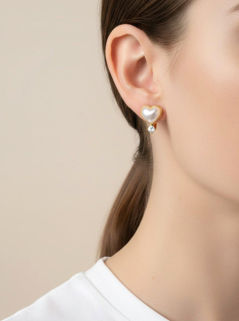 14K-Gold Dipped Romantic Heart Huggie Earrings