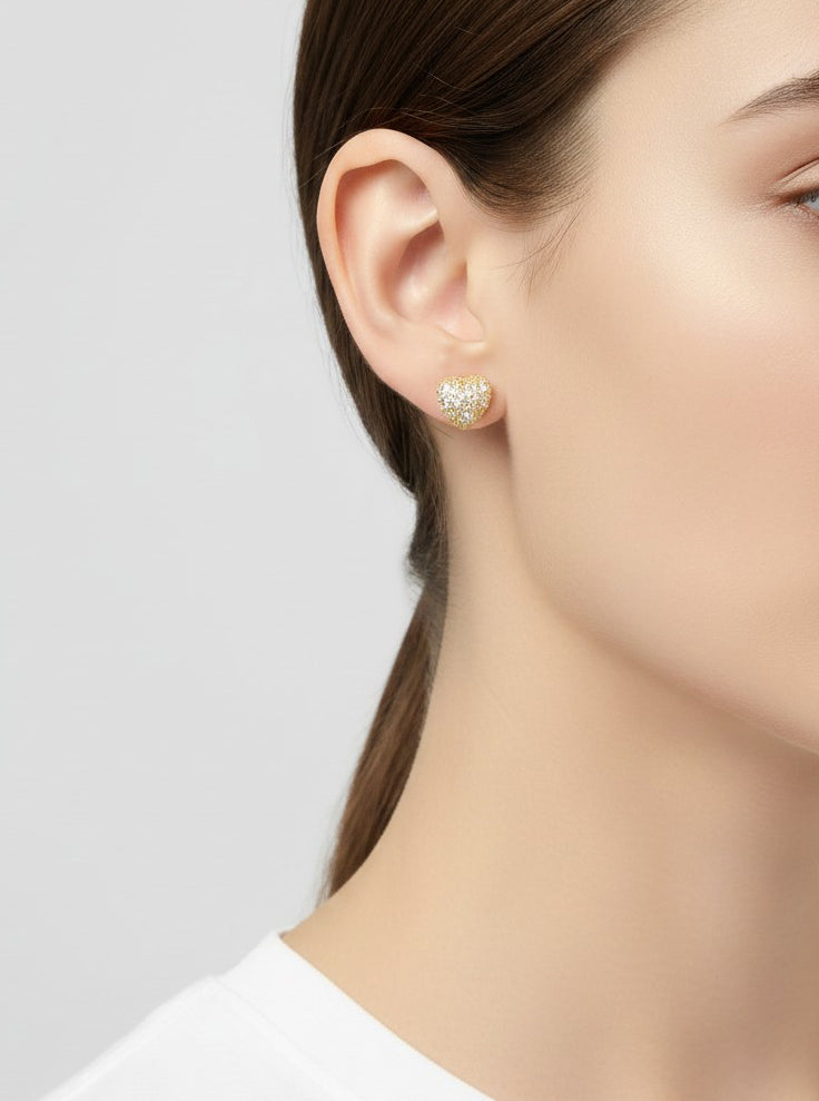 14K Gold Dipped Glam Heart Studs