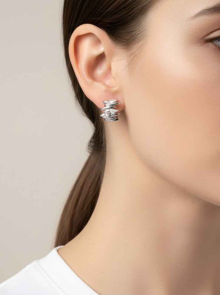 14K-Gold Dipped Marquise CZ Earrings
