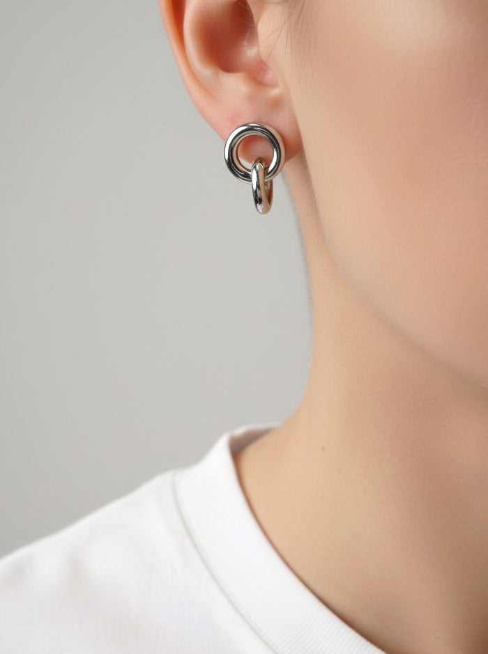 14K-Gold Dipped Interlocking Link Stud Earrings