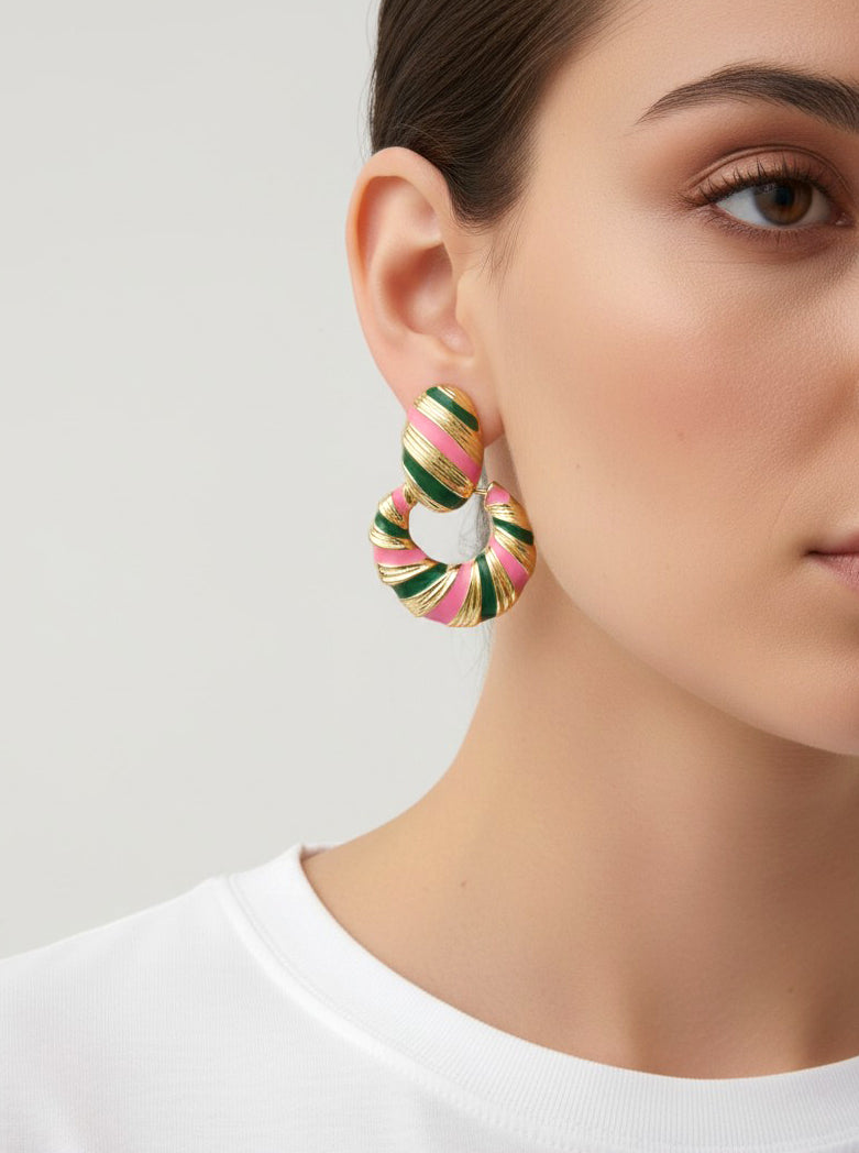 14K-Gold Dipped Geometric Enamel Drops