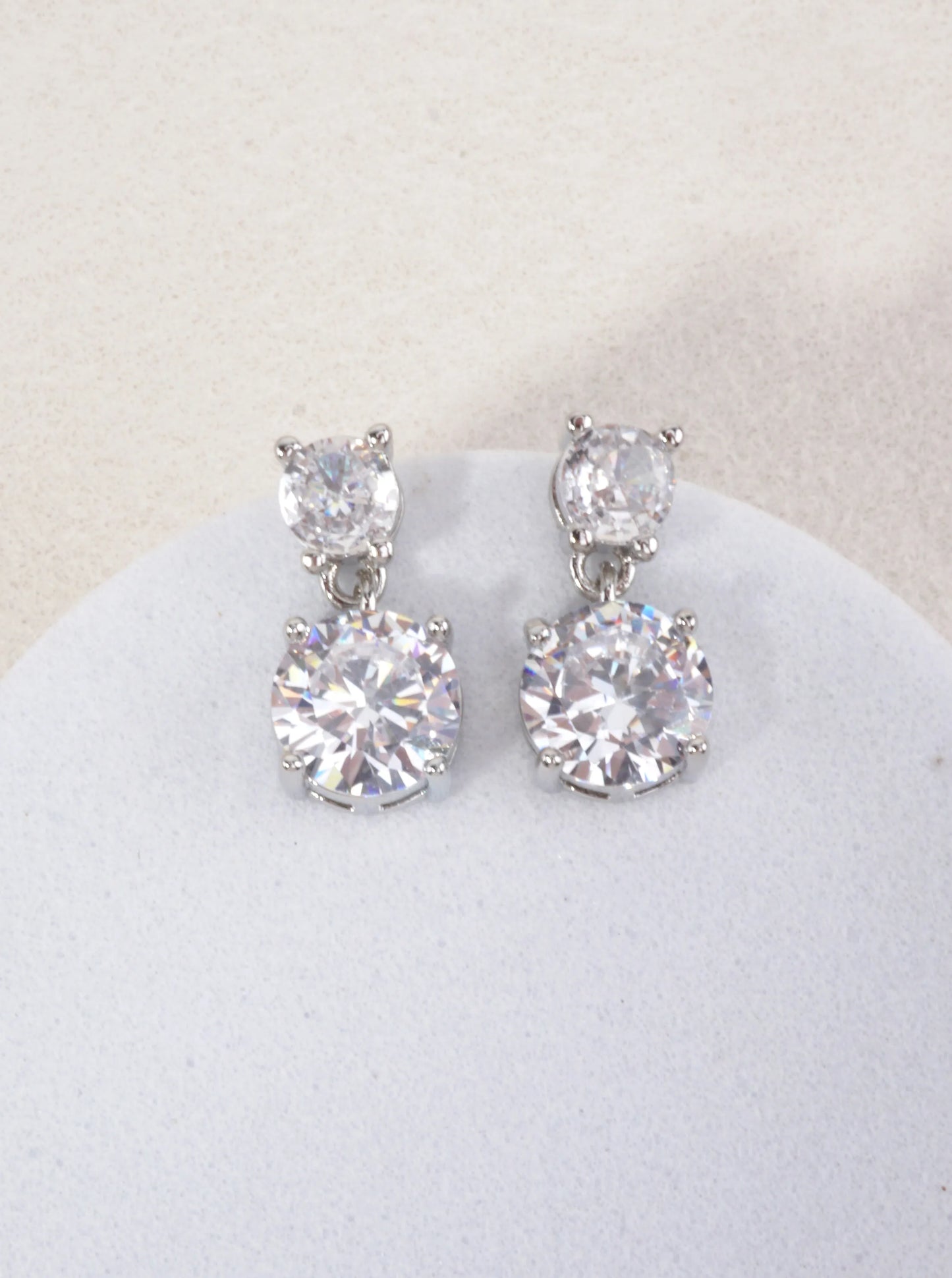 14K Gold Dipped Classic Round CZ Drop Earrings