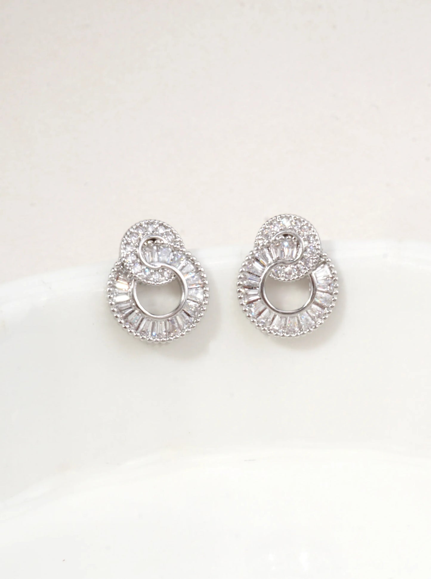 14k Gold Dipped Spiral CZ Stud Earrings