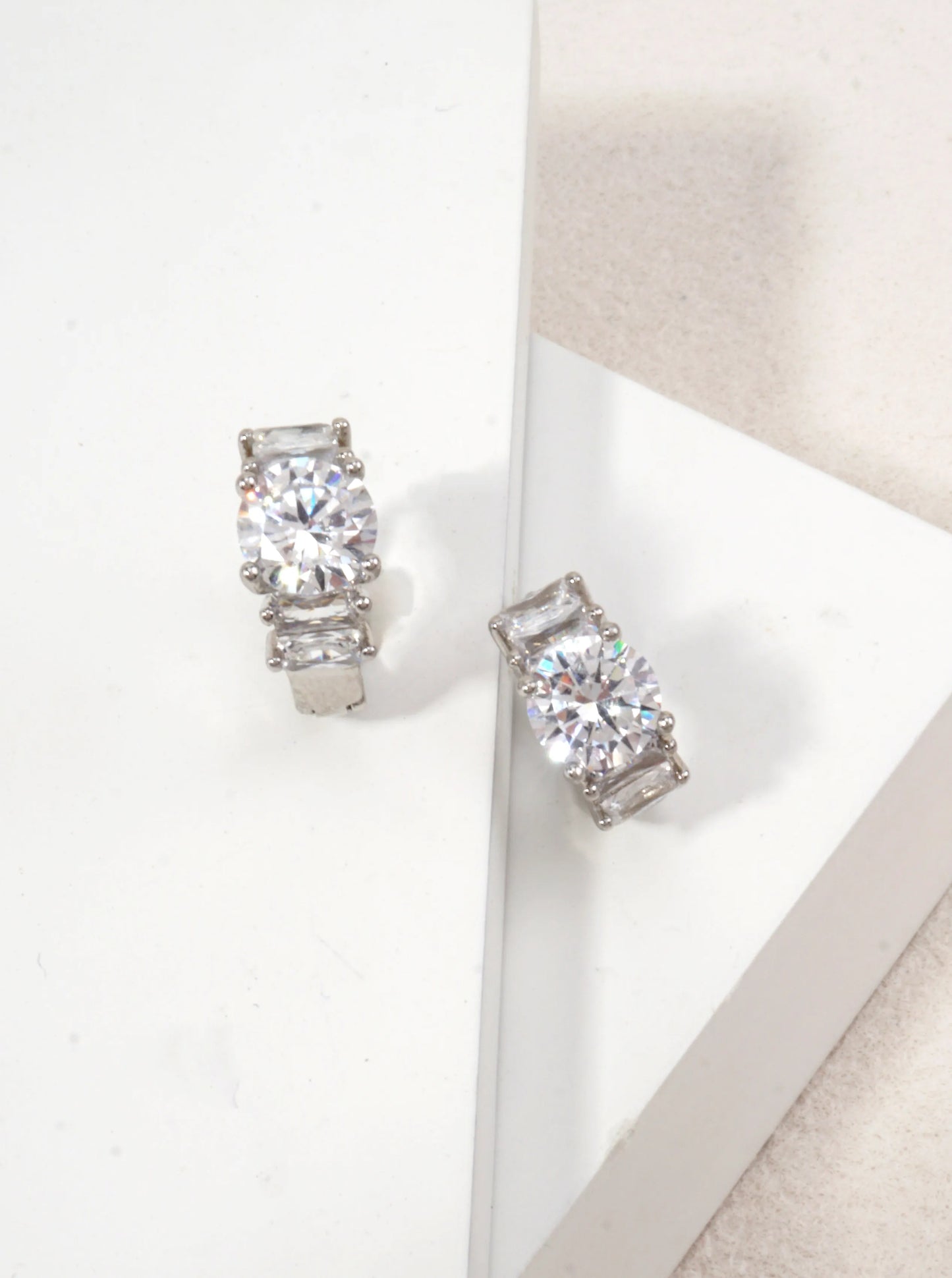 14K Gold-Dipped CZ Huggie Earrings