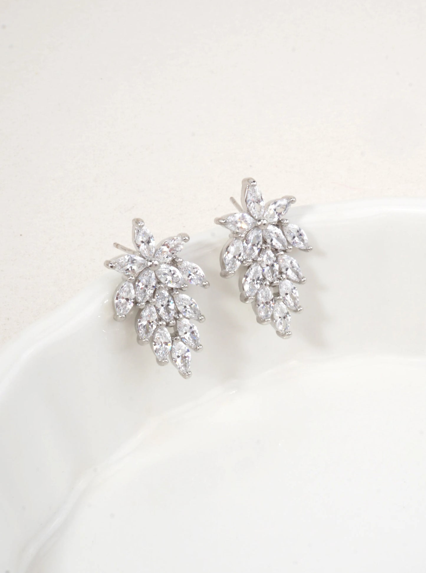 14K Gold Dipped CZ Floral Cluster Earrings