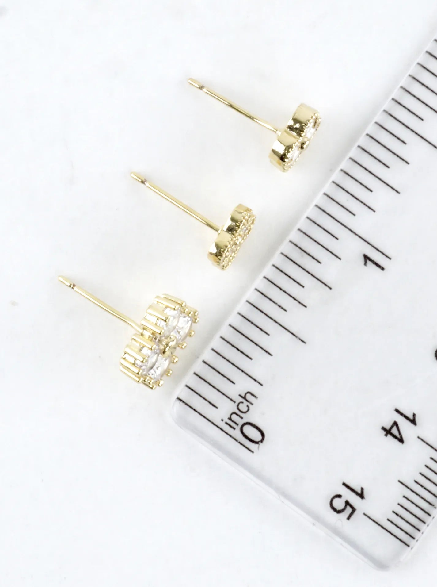 Sparkling CZ Pave 3 Pair Stud Earrings Set