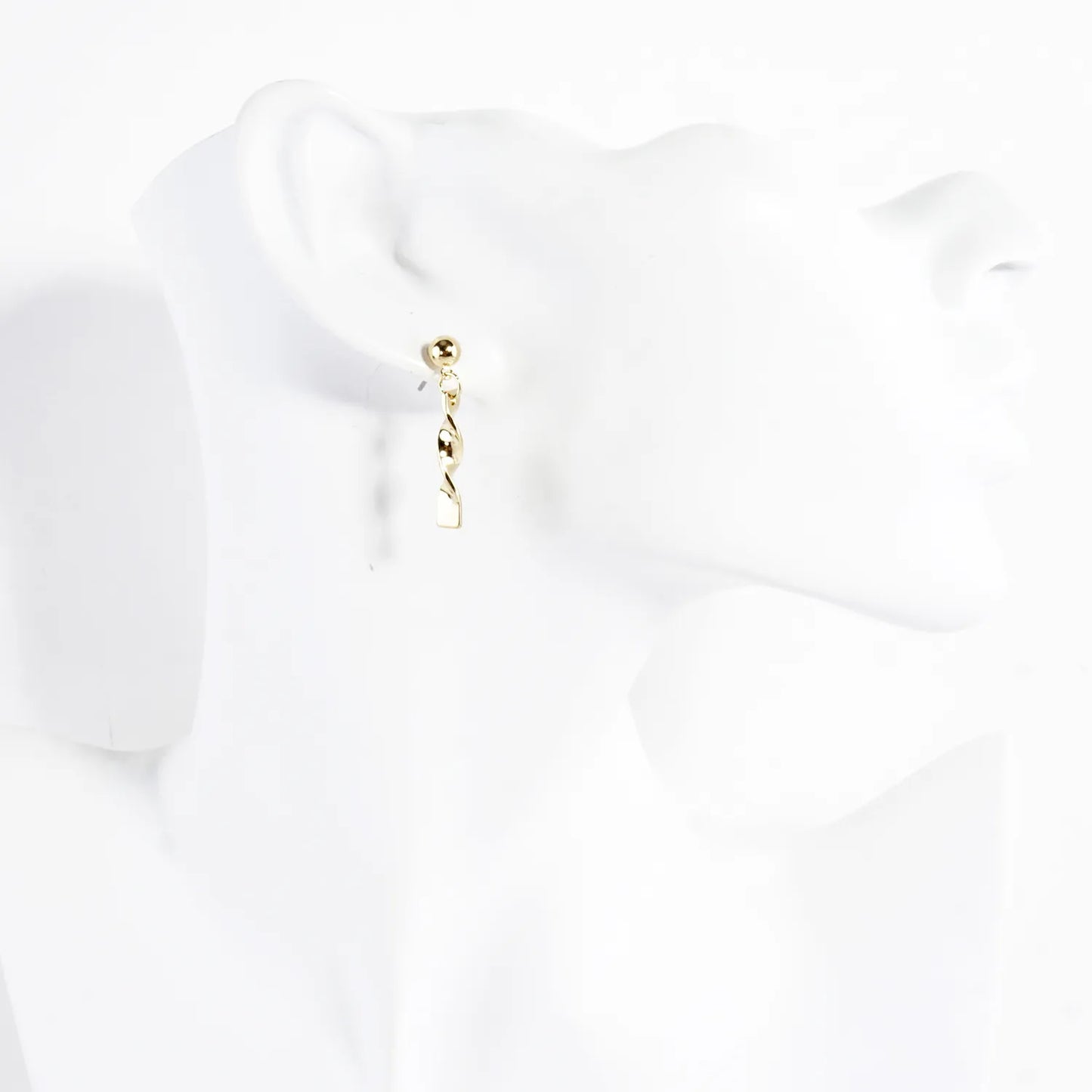 Dainty Brass Swirl Bar Drop Earrings