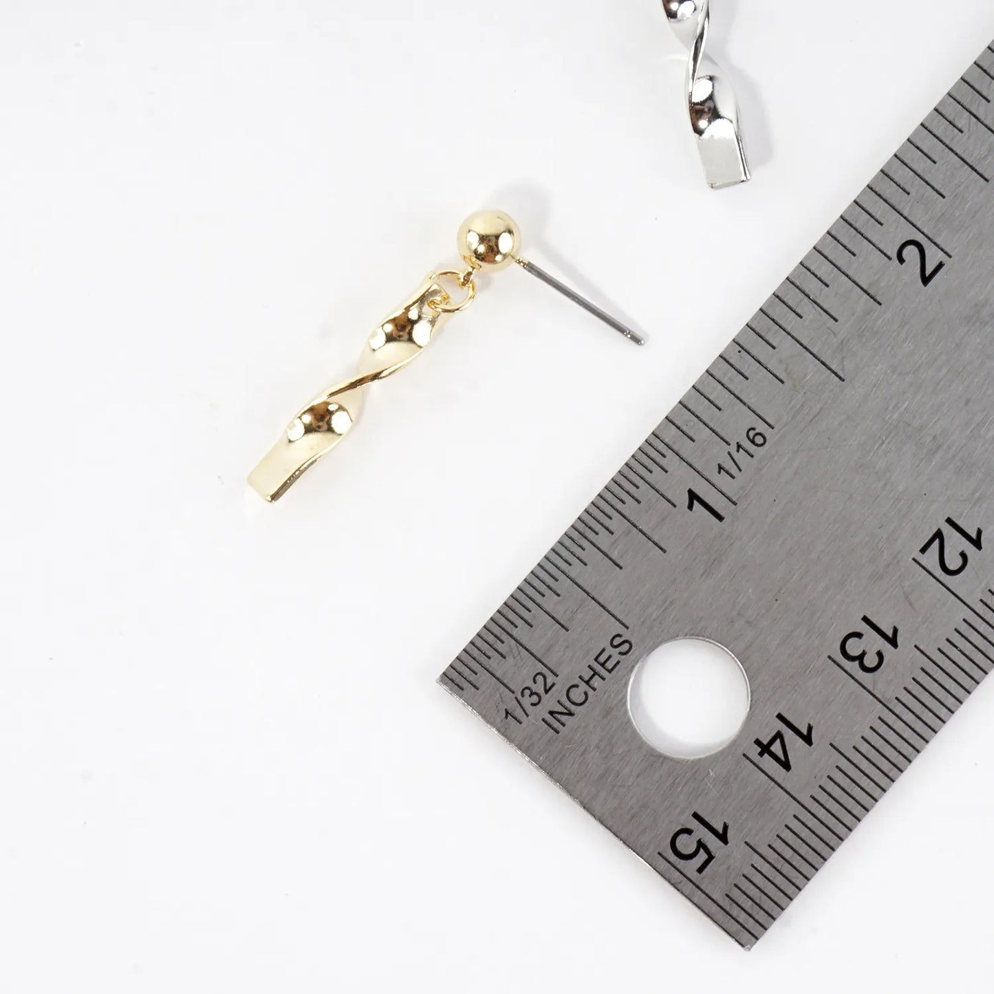 Dainty Brass Swirl Bar Drop Earrings