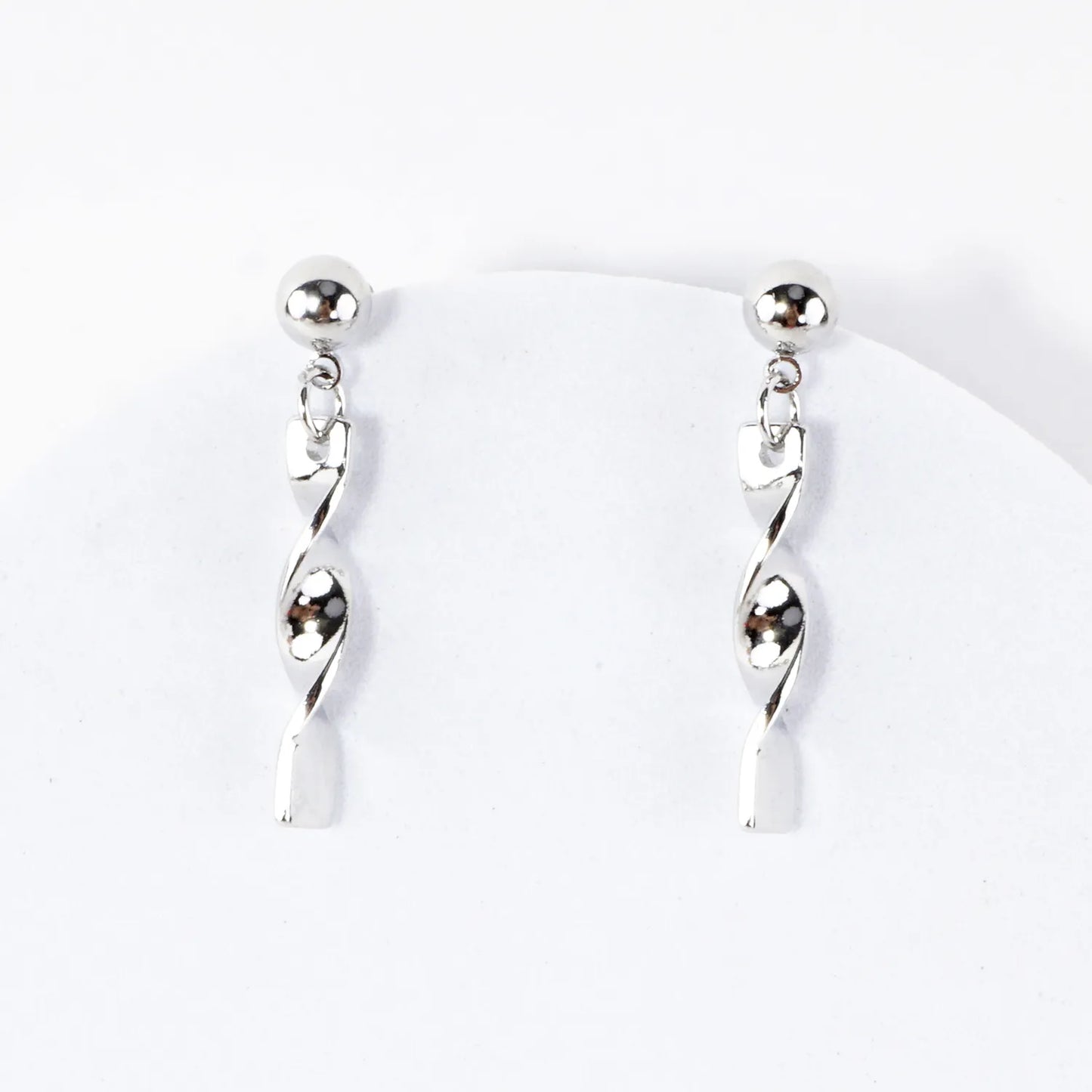 Dainty Brass Swirl Bar Drop Earrings