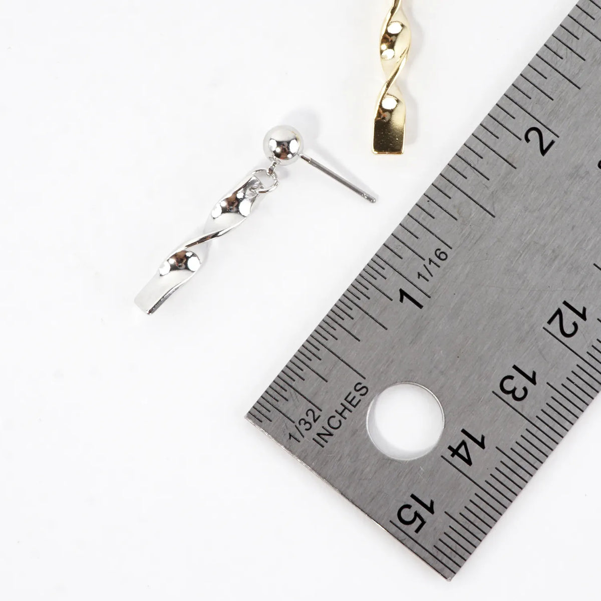Dainty Brass Swirl Bar Drop Earrings