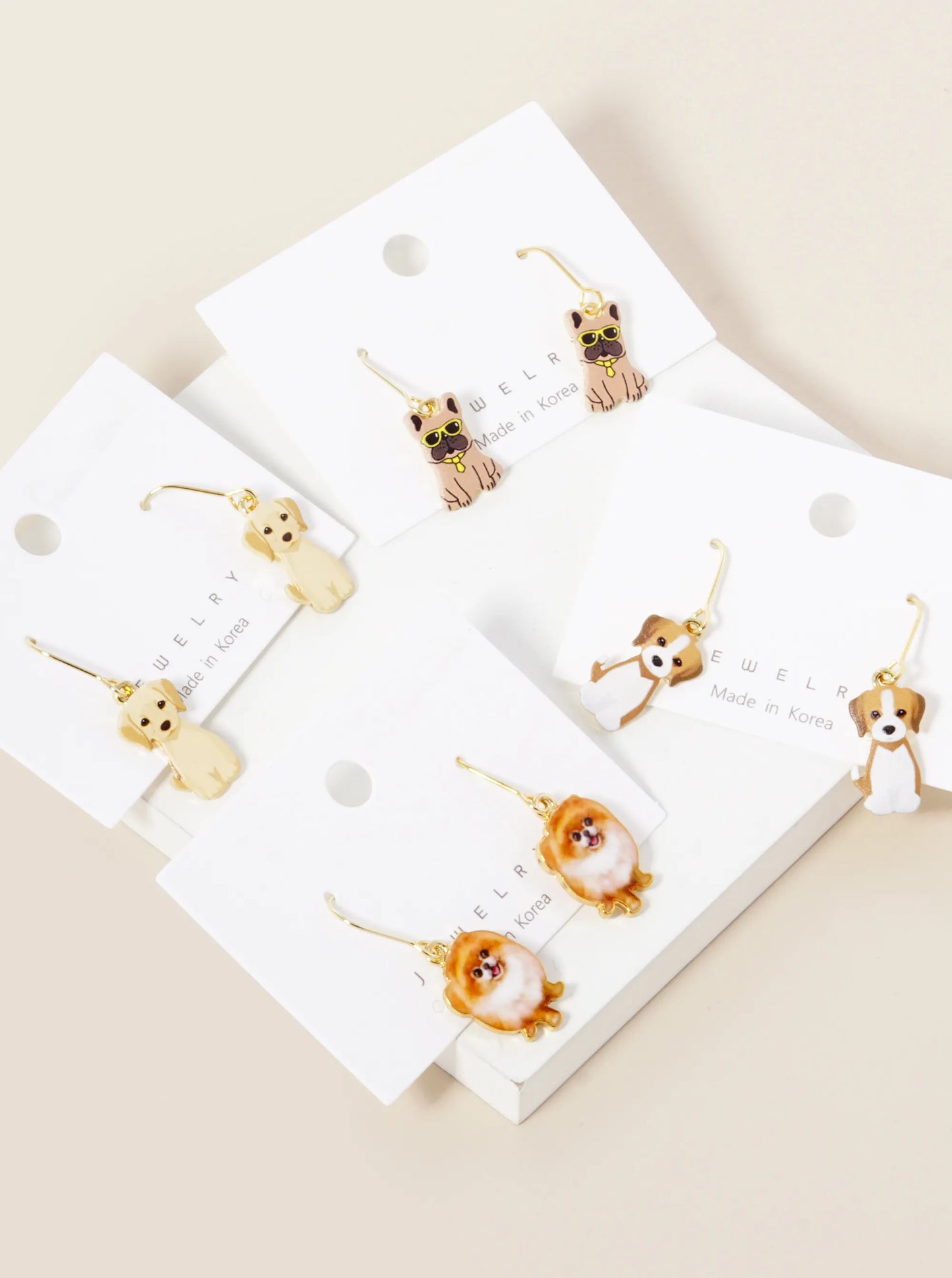 Dainty Dog Dangle Drop Earrings