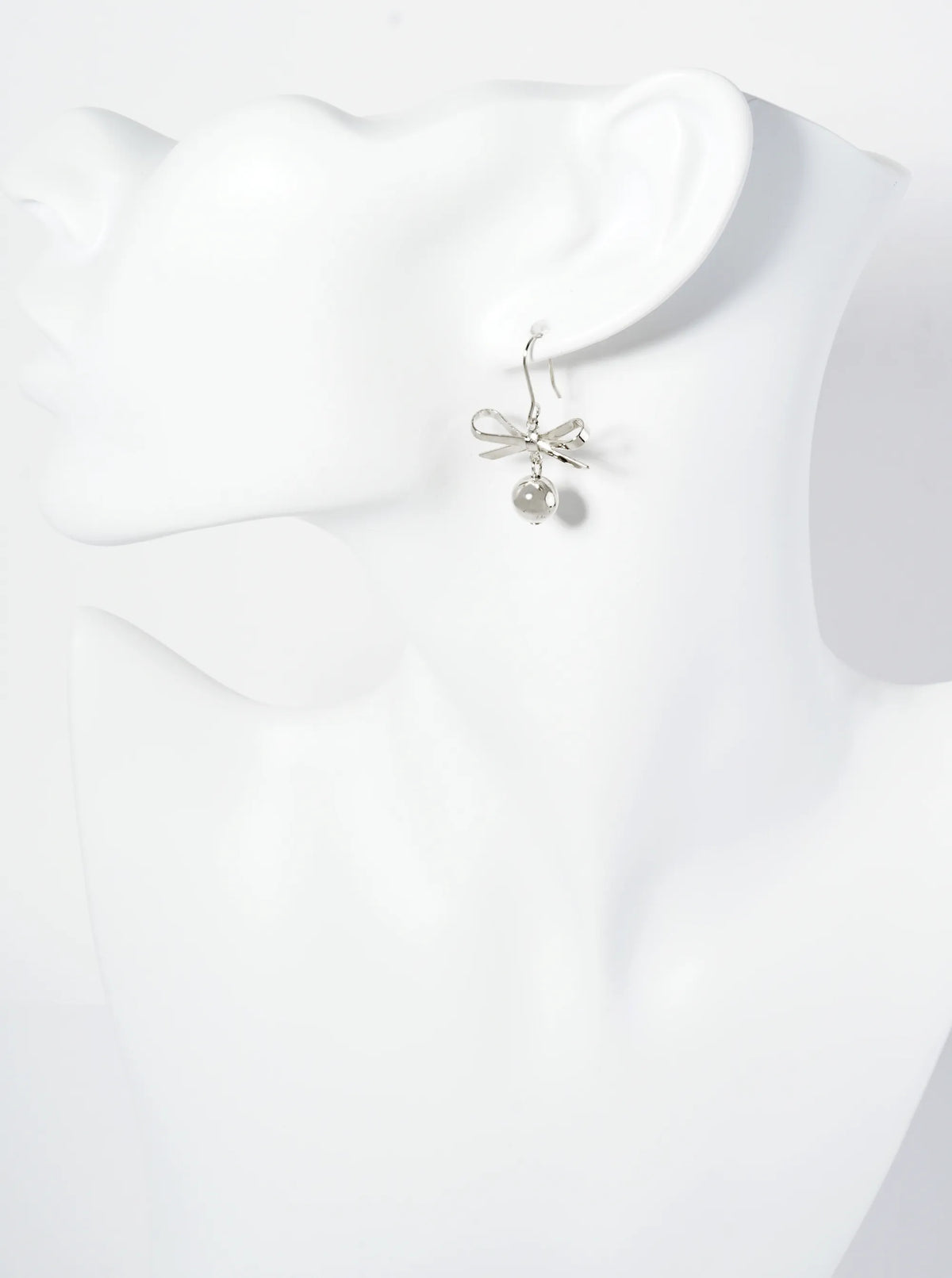 Dainty Polished 14K-Gold-Dipped Ribbon Bow Drop Earrings
