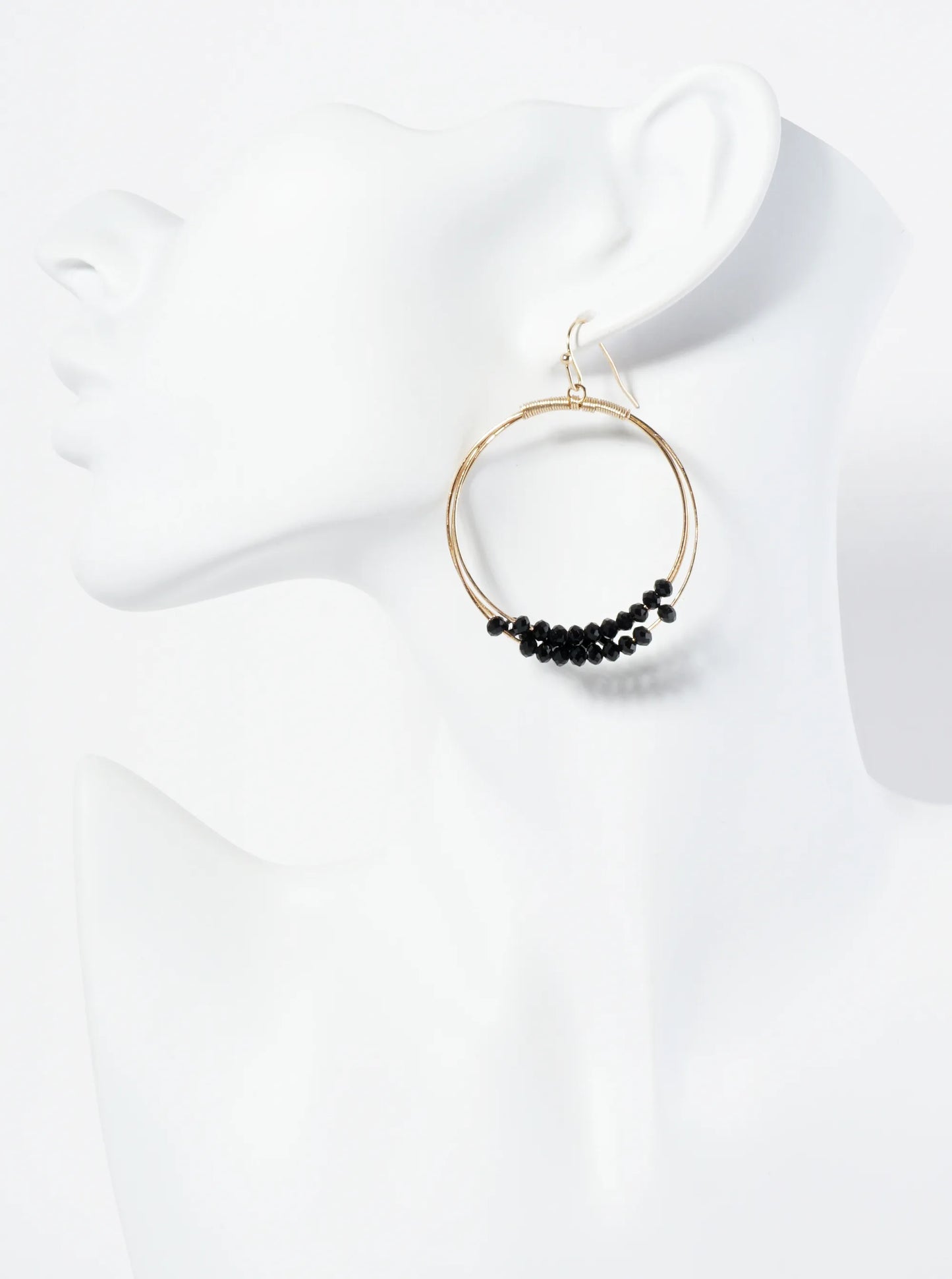 Dangle Earrings With Three Wire Hoops Accented With Glass Beads