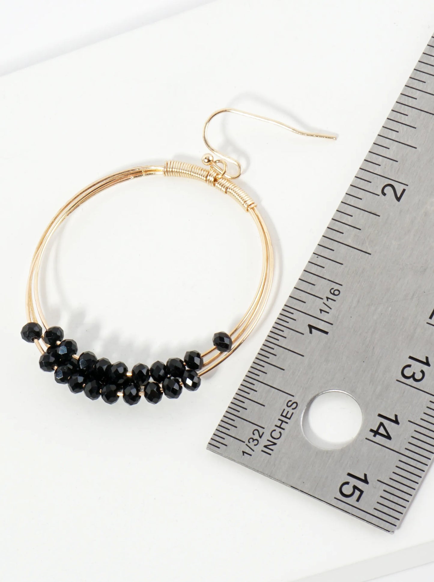 Dangle Earrings With Three Wire Hoops Accented With Glass Beads