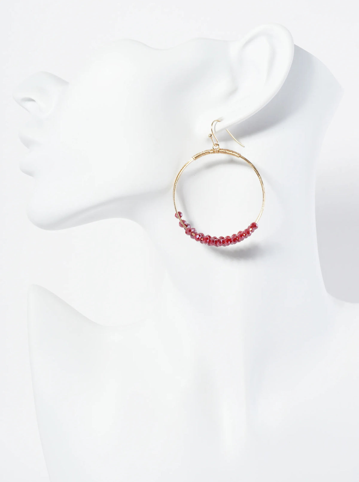 Dangle Earrings With Three Wire Hoops Accented With Glass Beads