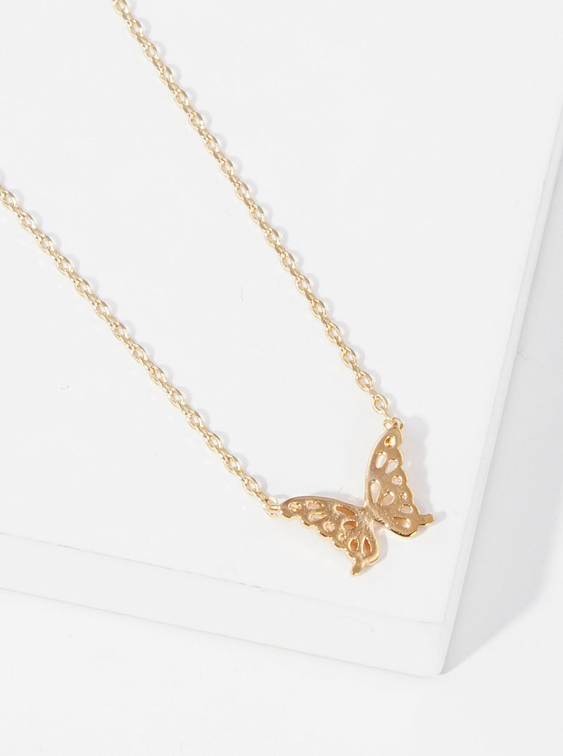 Delicate Butterfly Pendant 18K-Gold-Dipped Necklace