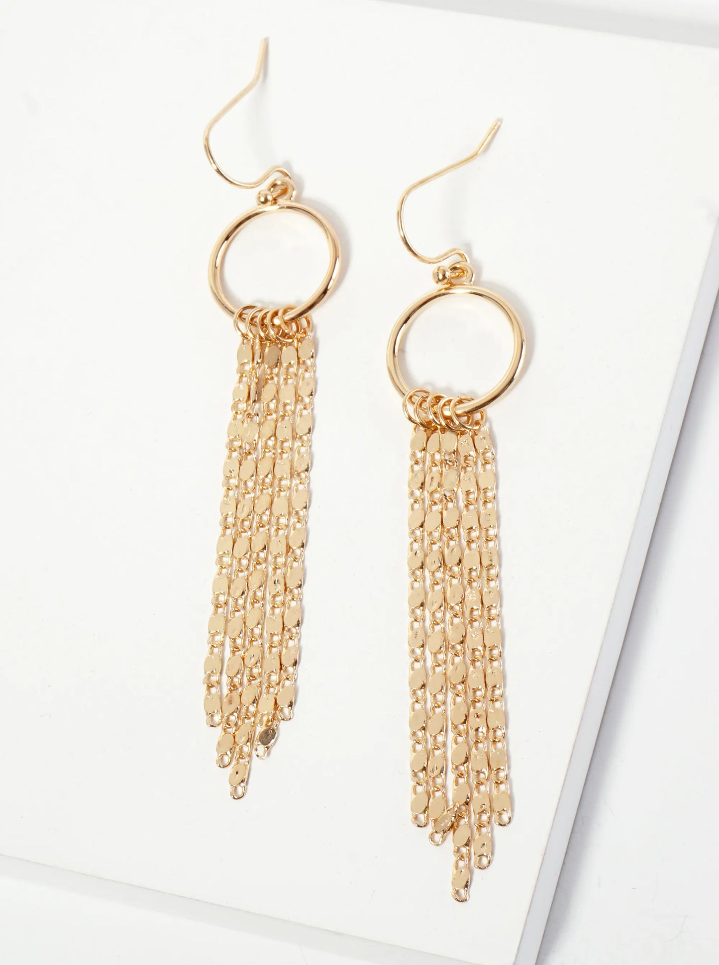 Delicate-chain Drop Polished Circle Dangle Earrings