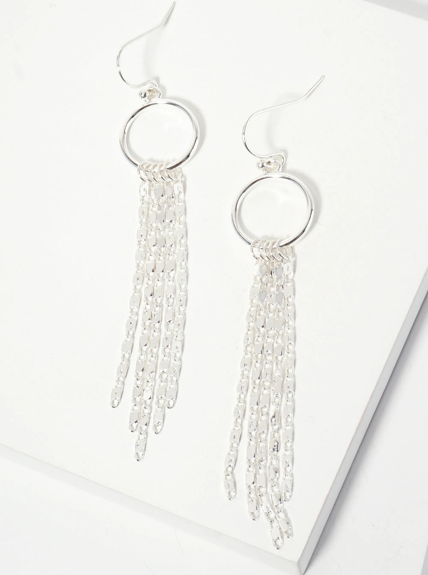 Delicate-chain Drop Polished Circle Dangle Earrings
