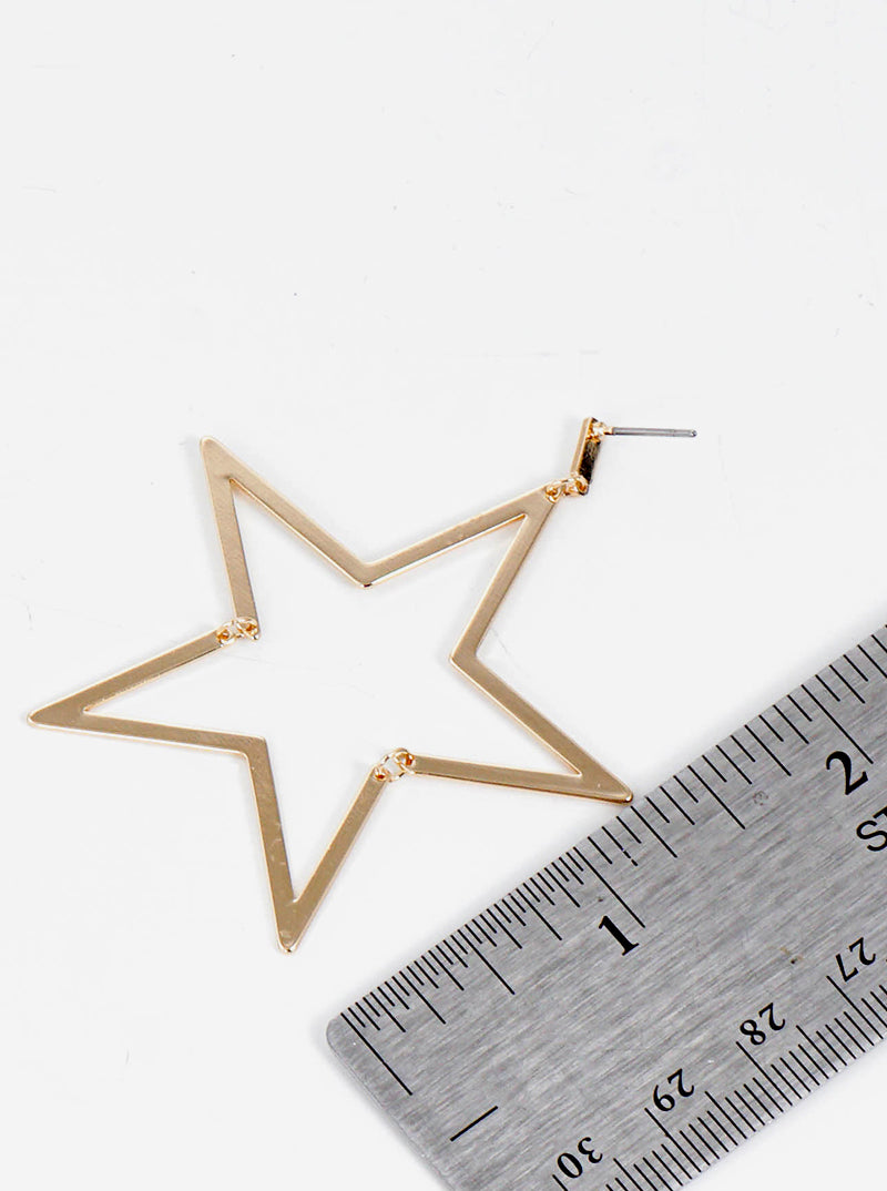 Delicate Star Polished Metal Post Dangle Earrings