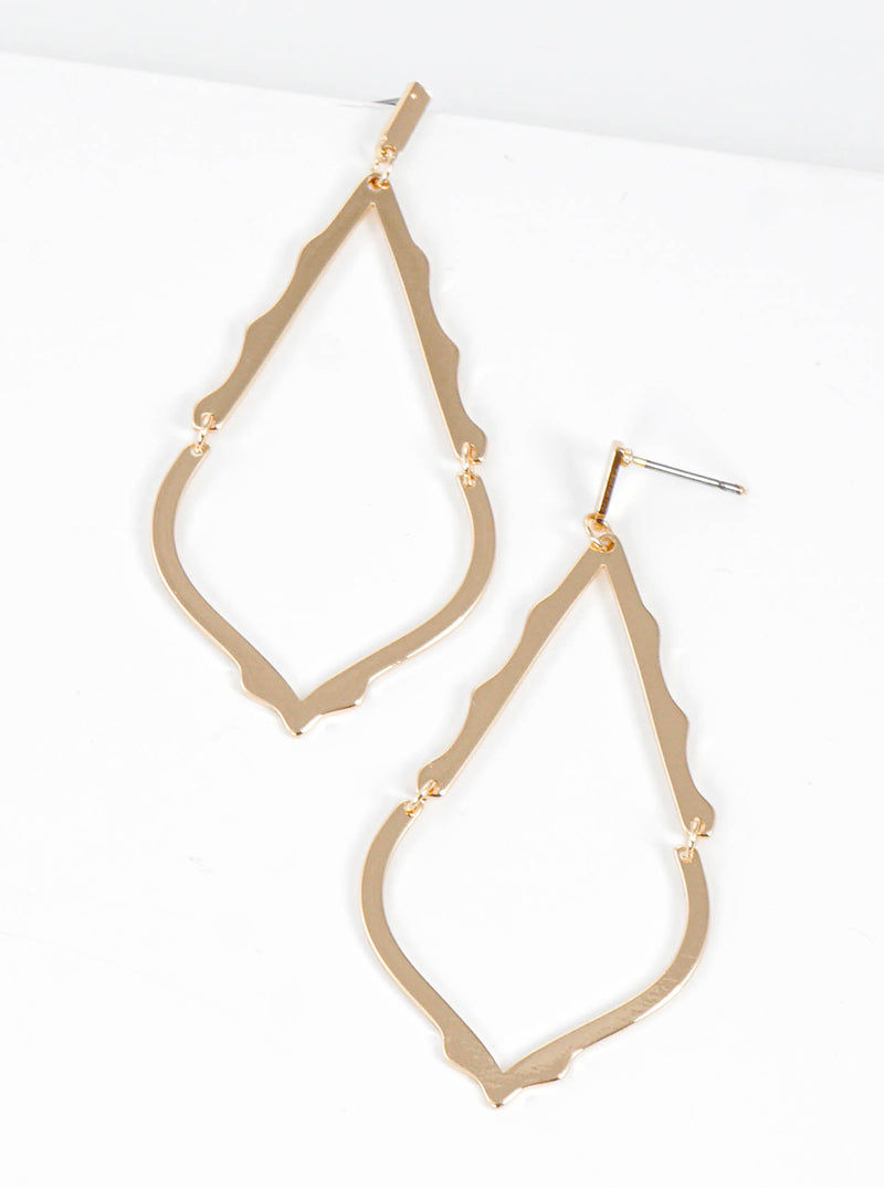 Designer Inspired Shape Polished Metal Post Dangle Earrings