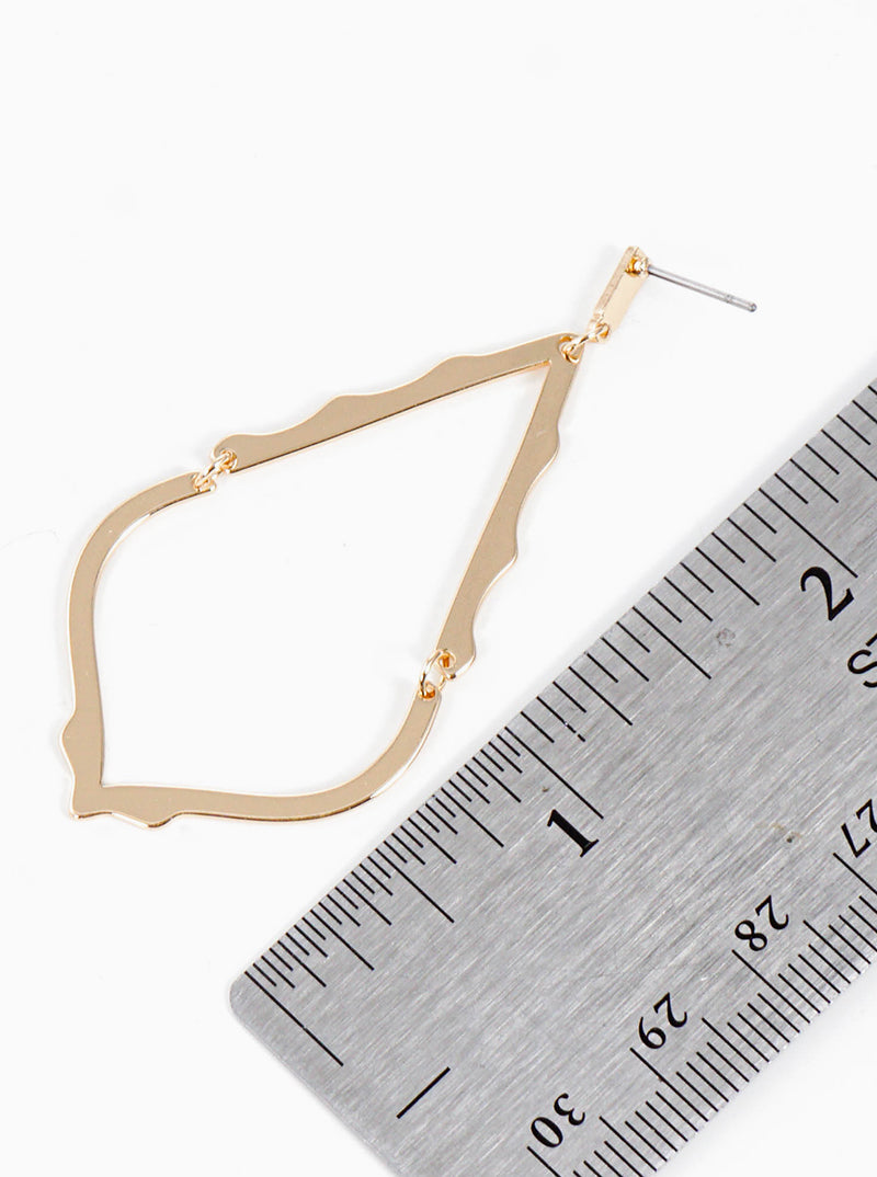 Designer Inspired Shape Polished Metal Post Dangle Earrings