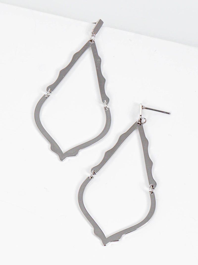 Designer Inspired Shape Polished Metal Post Dangle Earrings